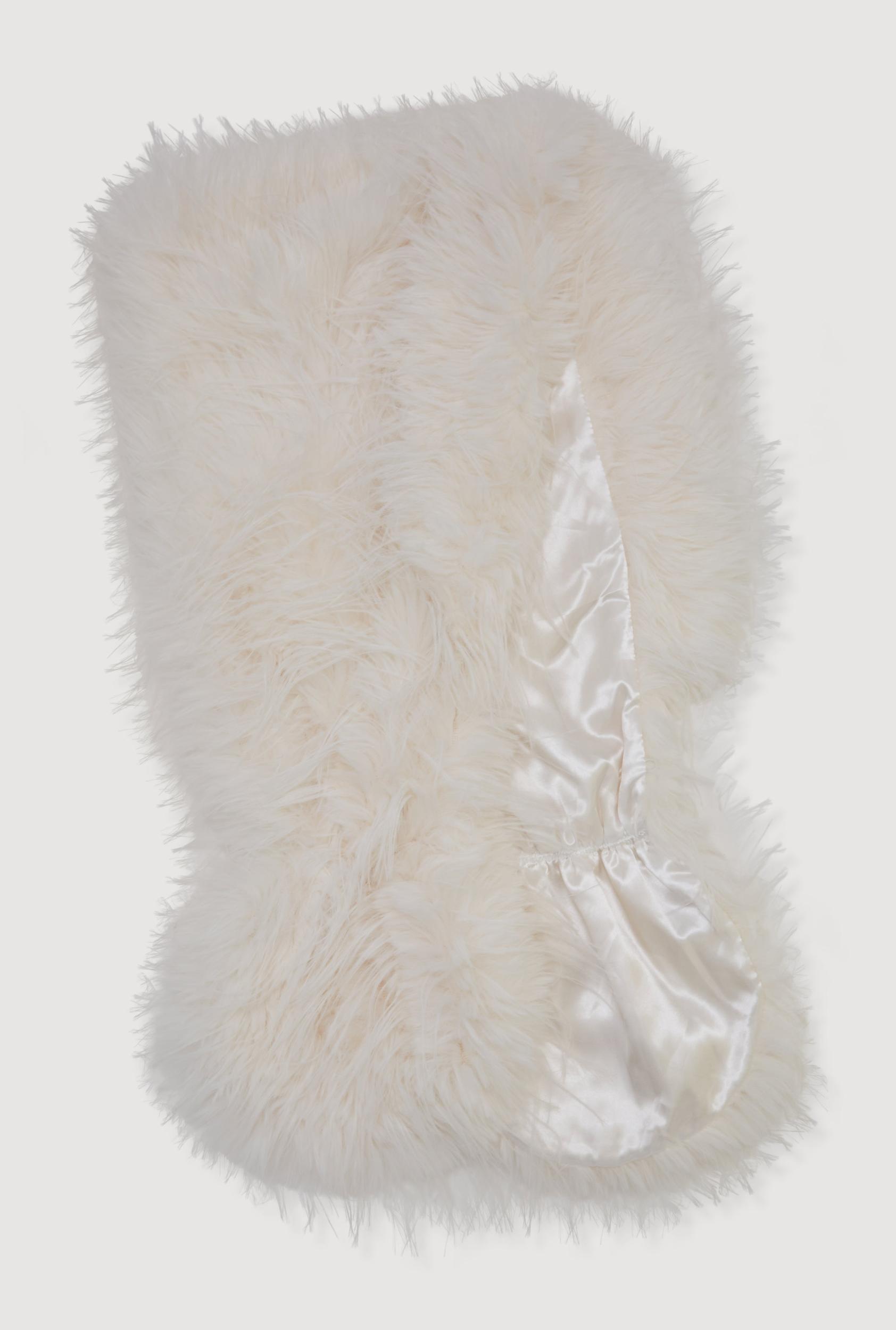 Off The Shoulder Shaggy Faux Fur Wrap Shawl Female Product Image