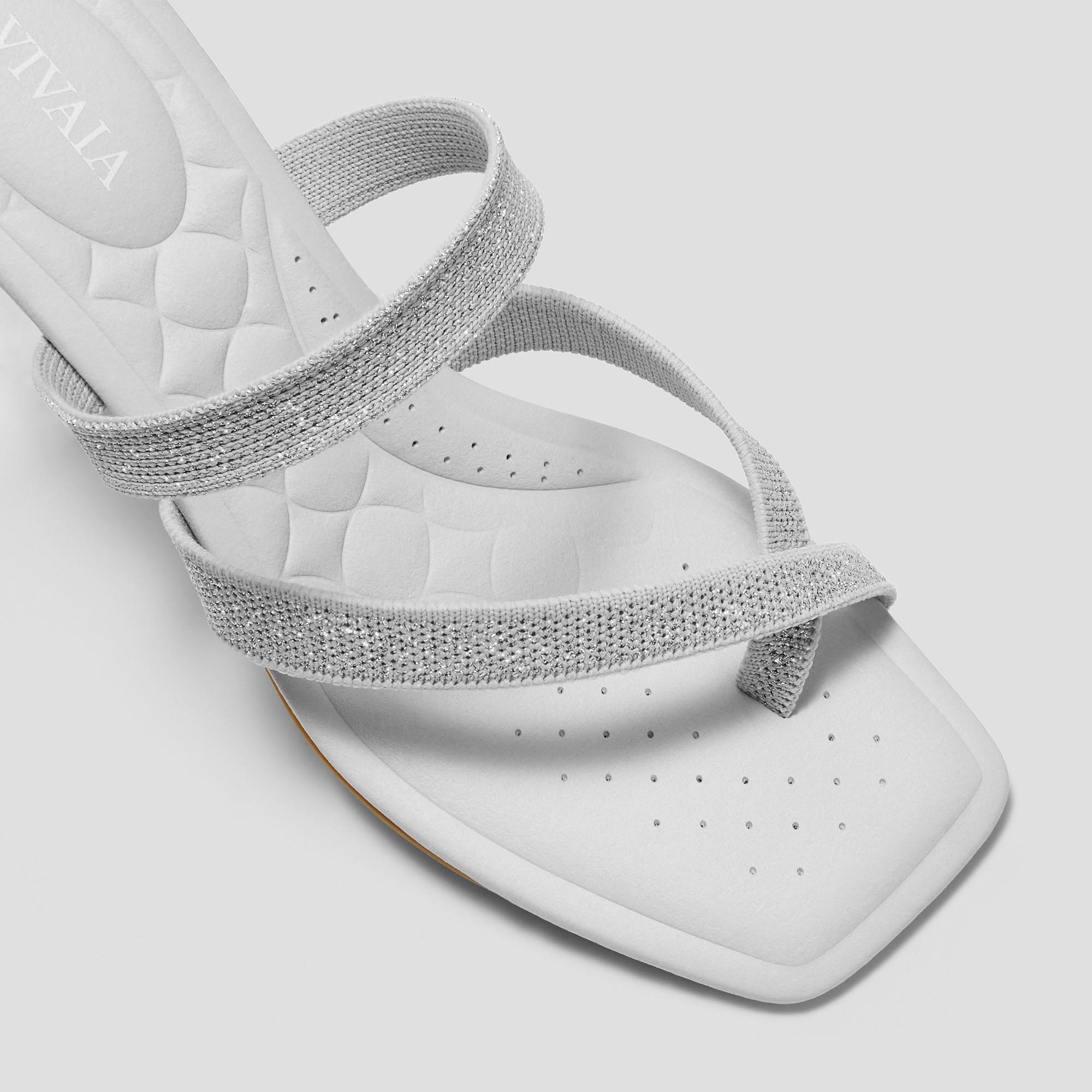 Square-Toe Mid Heel Strappy Sandals (Alina) Product Image