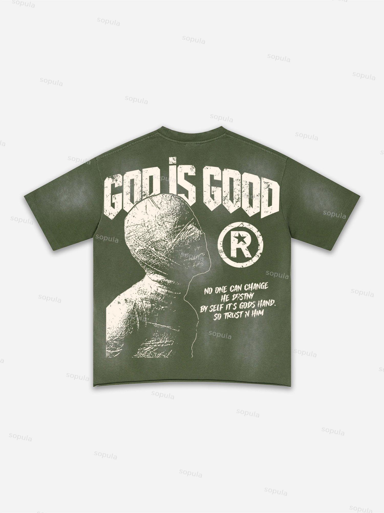 Authentic Abstract Portrait Print Washed T-shirt Product Image