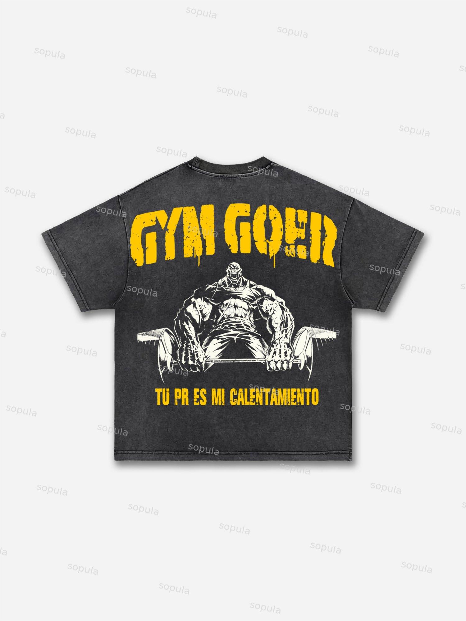 Gym-goer Vintage Graphic Acid Wash T-shirt Product Image