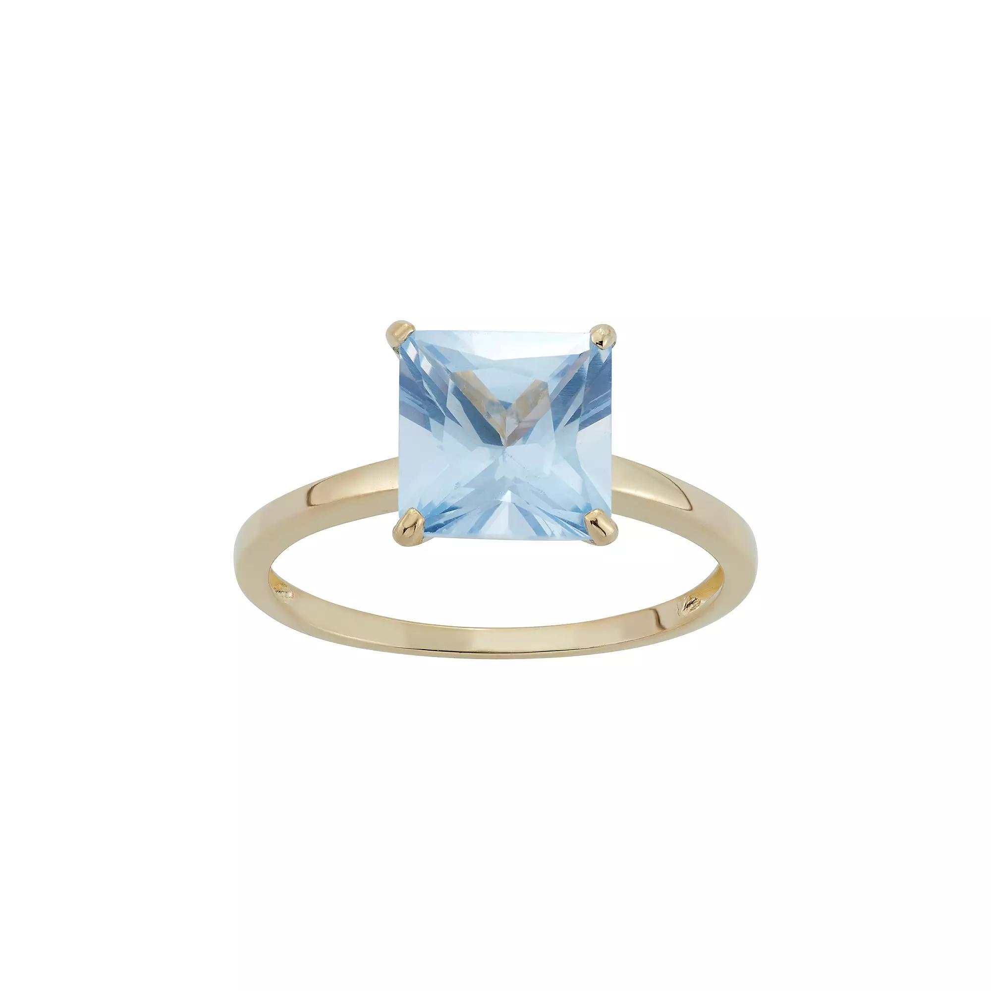 Designs by Gioelli Lab-Created Aquamarine 10k Gold Ring, Women's, Size: 6, Blue Product Image