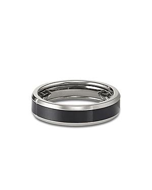 Mens Beveled Band Ring in Grey Titanium with Black Titanium Product Image