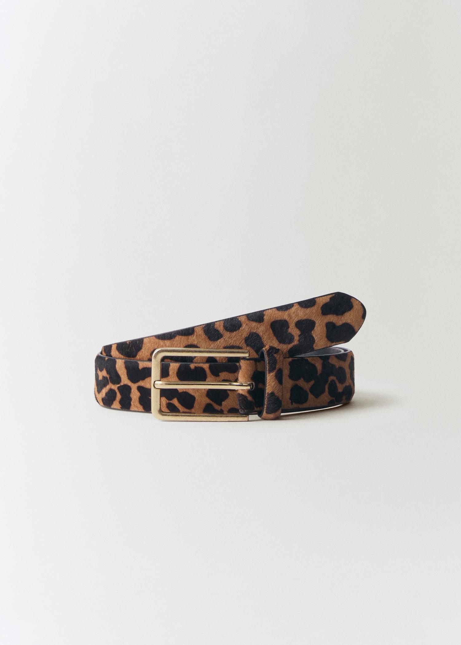 Leopard fur leather belt - Women | MANGO USA Product Image