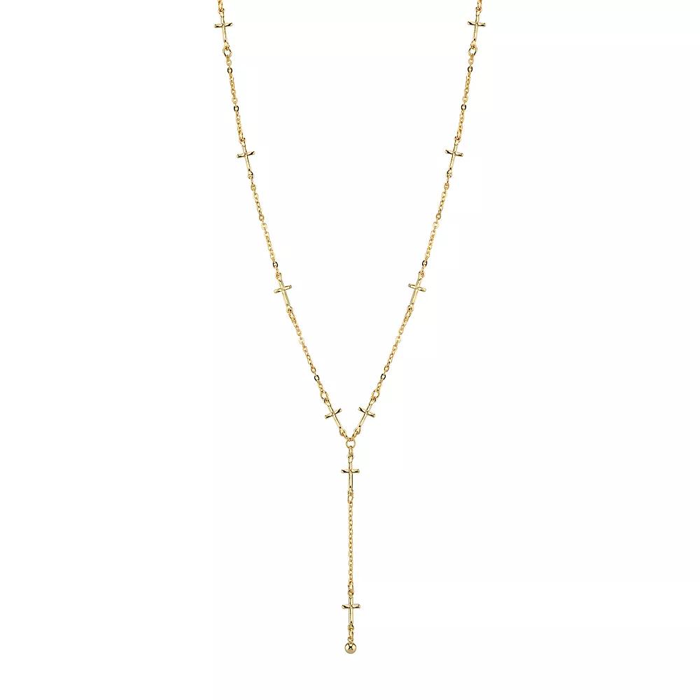 1928 14k Gold-Plated Cross Y Necklace, Womens Product Image