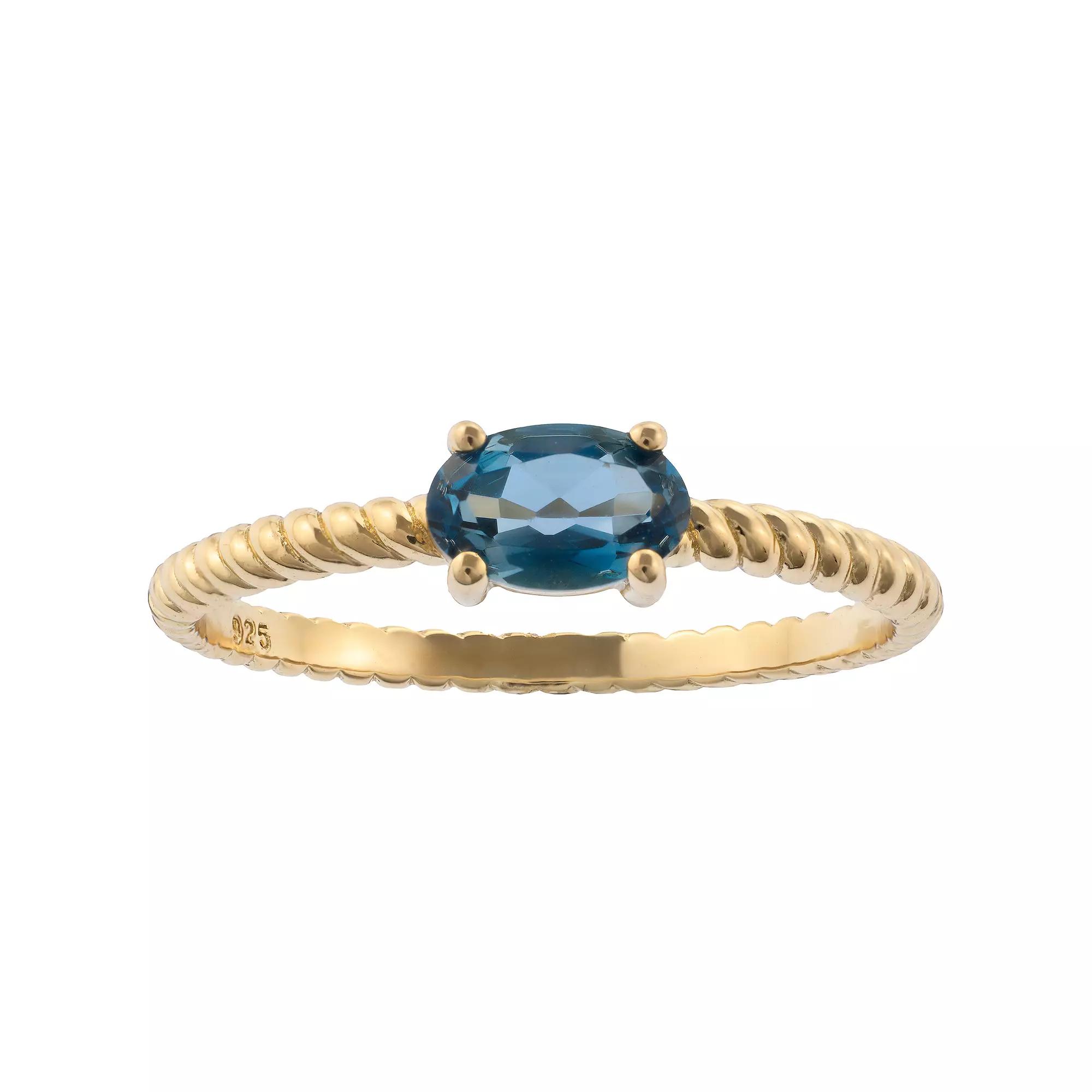 Gemistry 14k Gold Oval Cut London Blue Topaz Ring, Women's, Size: 9 Product Image