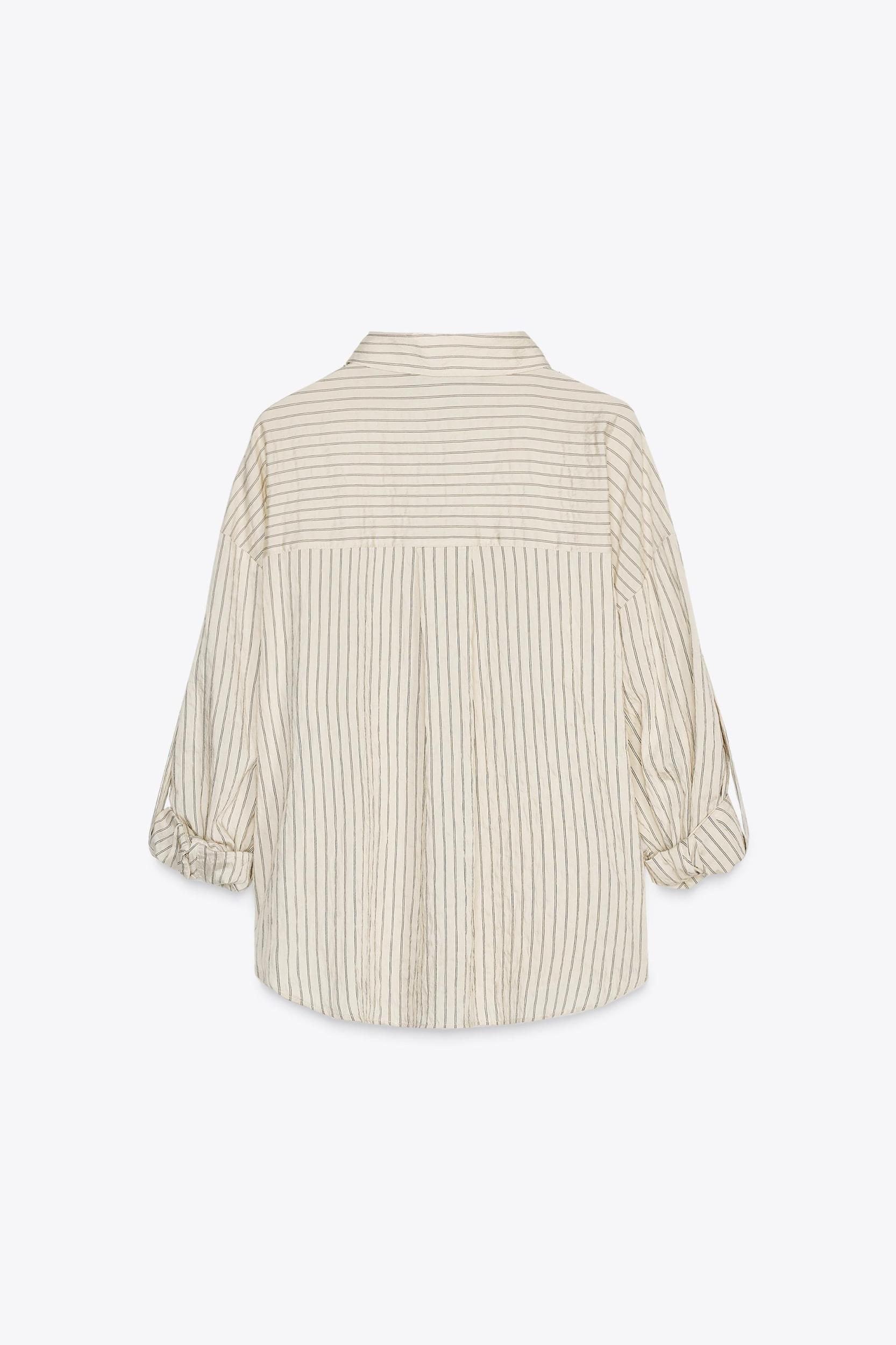STRIPED ROLL-TAB SLEEVE SHIRT Product Image