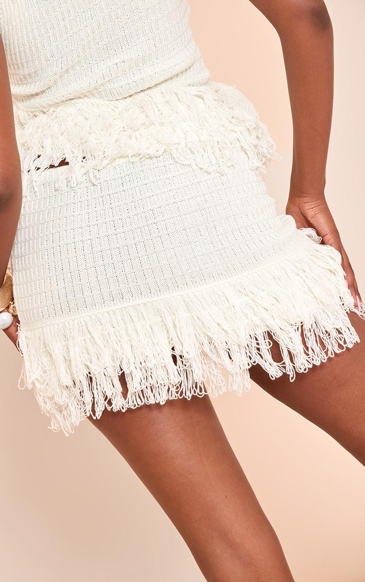 Cream Loop Knit Mini Skirt Product Image