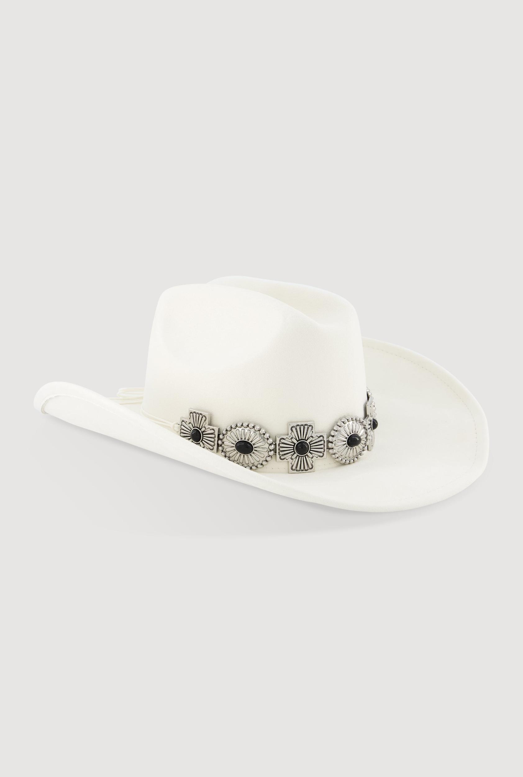 Faux Suede Metallic Cross Cowboy Hat Female Product Image