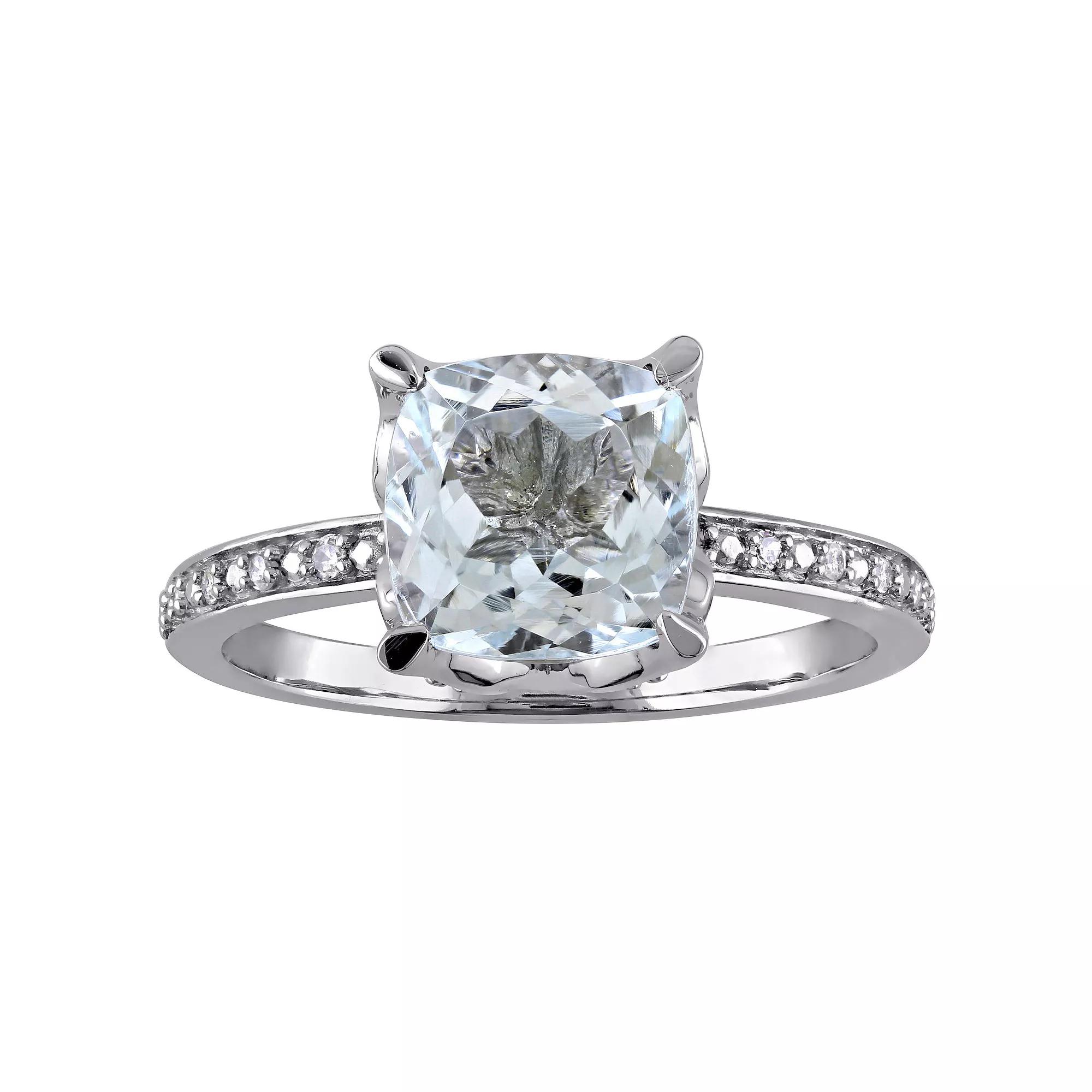 Stella Grace 10k White Gold Aquamarine & Diamond Accent Fashion Ring, Women's, Size: 5, 10k Whgold Product Image