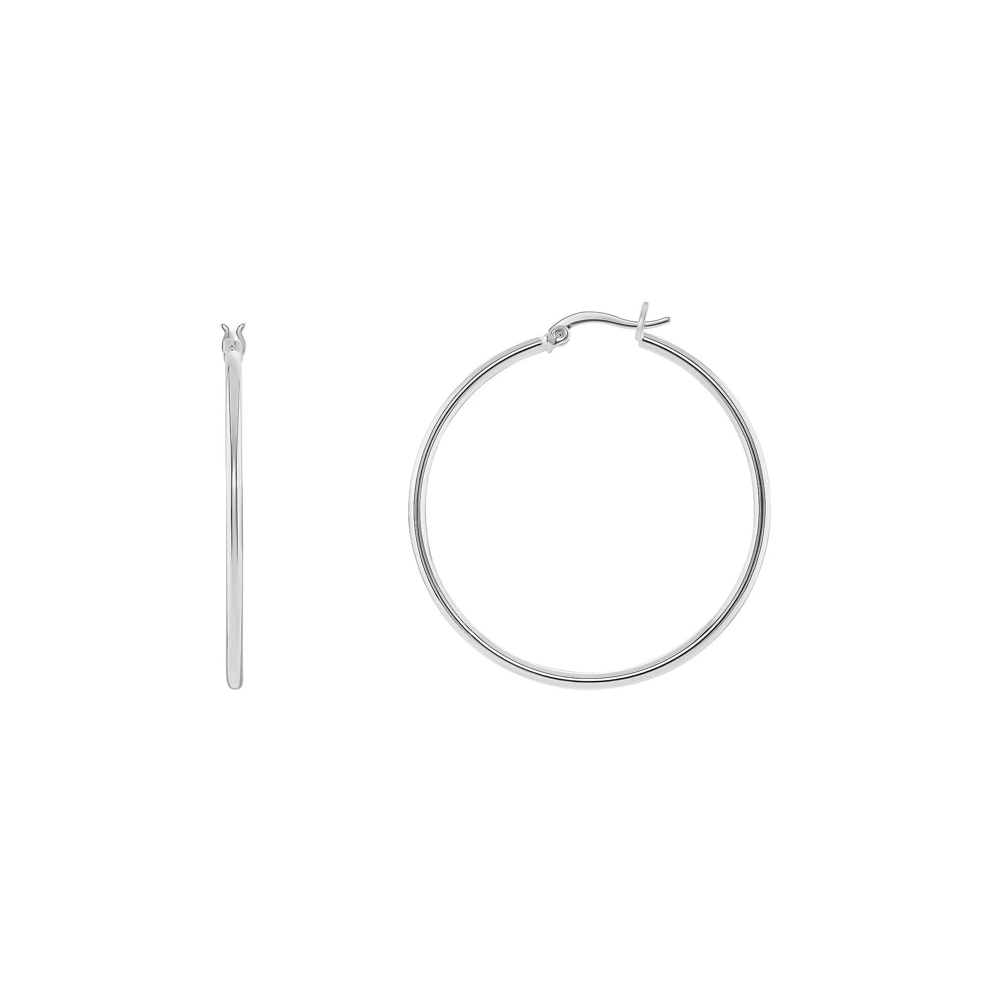 PRIMROSE Silver Tone Polished Hoop Earrings, Women's, Size: 60MM Product Image