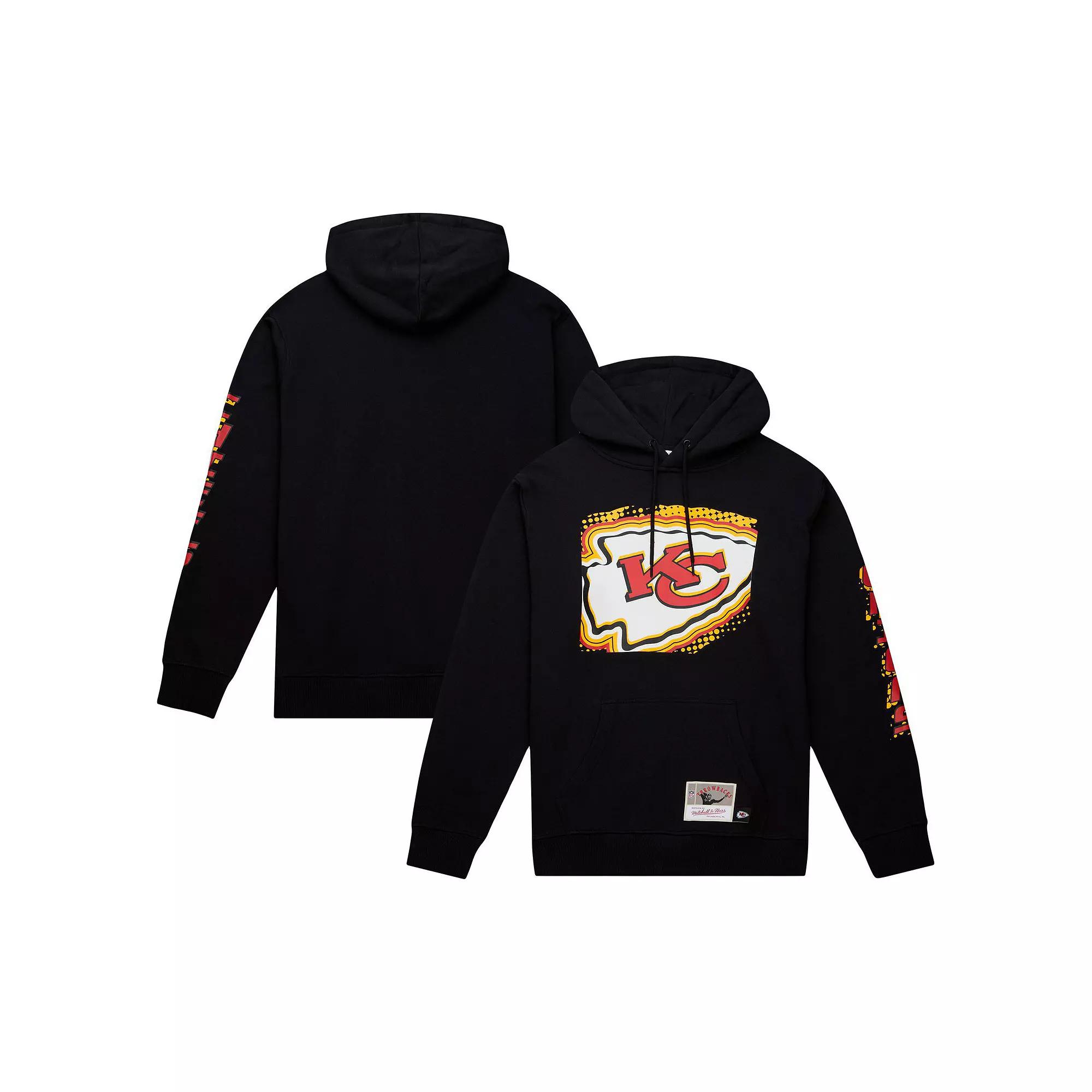 Men's Mitchell & Ness Black Kansas City Chiefs Gridiron Classics Big Face 7.0 Pullover Hoodie,  Product Image