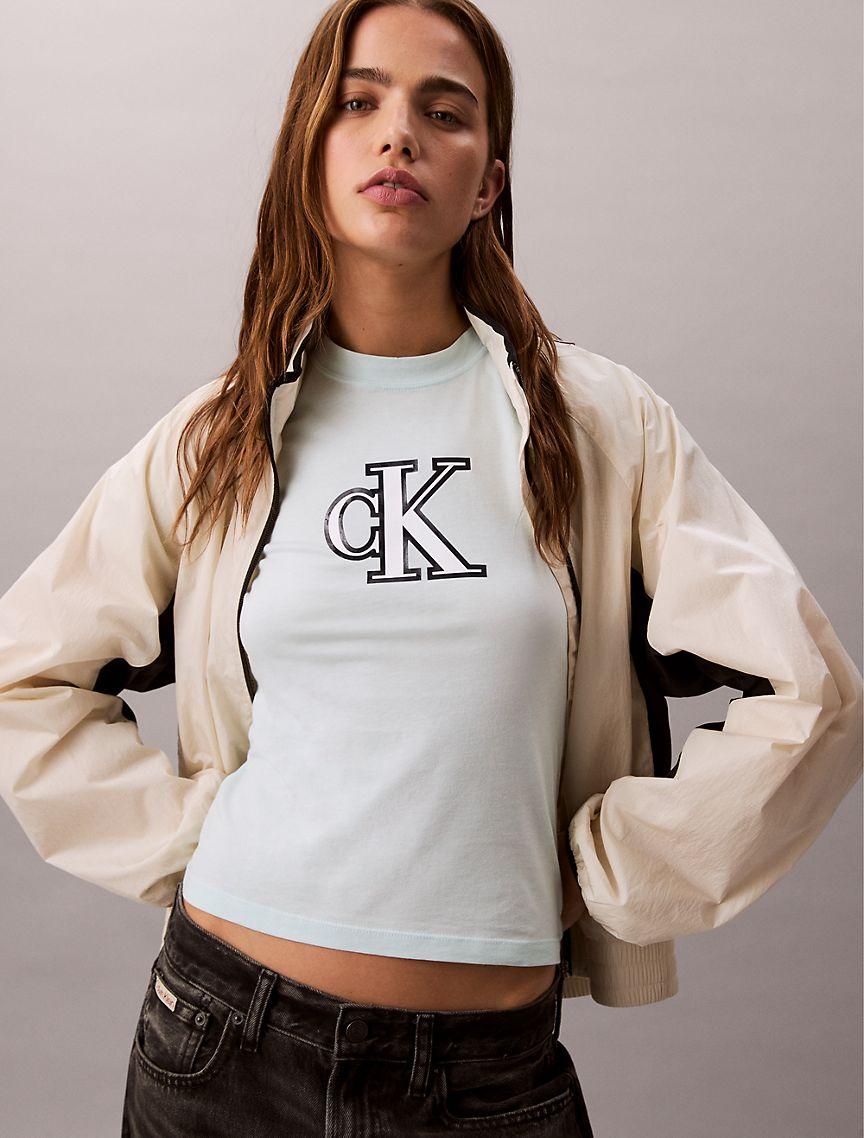 Slim Cotton Modal Monogram Logo Tee Product Image