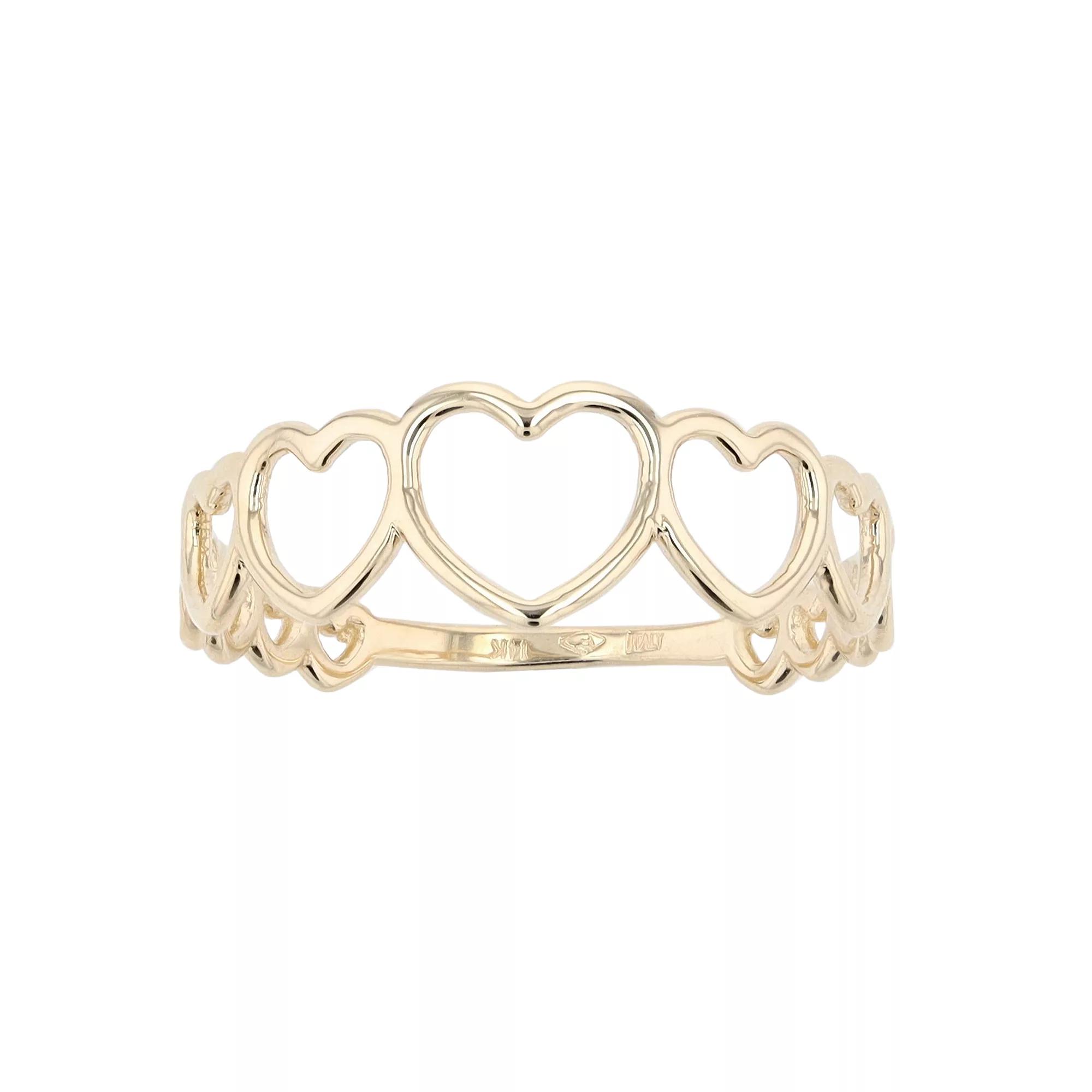 Au Naturale 14k Yellow Gold Graduated Hearts Ring, Women's, Size: 7, 14k Gold Product Image