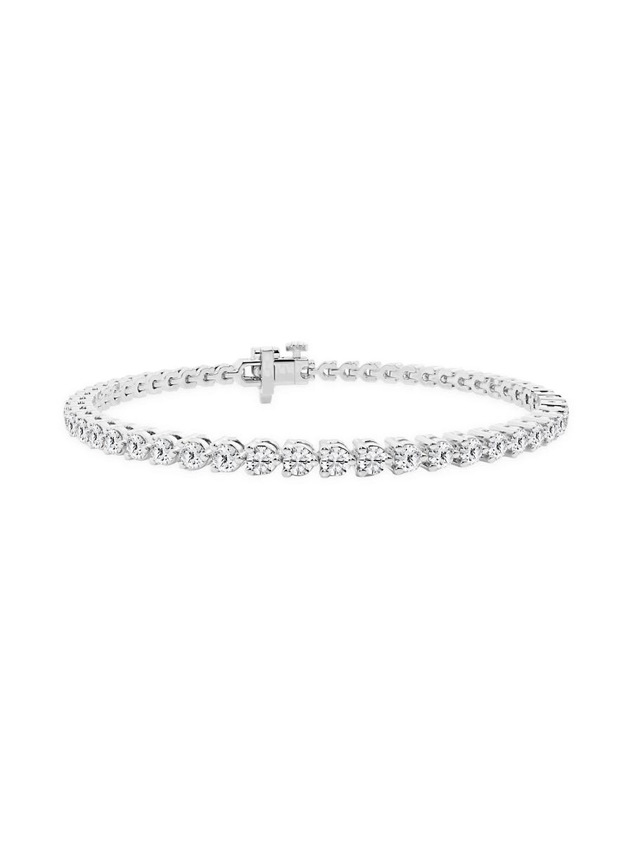 Womens 14K White Gold & Lab-Grown Diamond Tennis Bracelet Product Image
