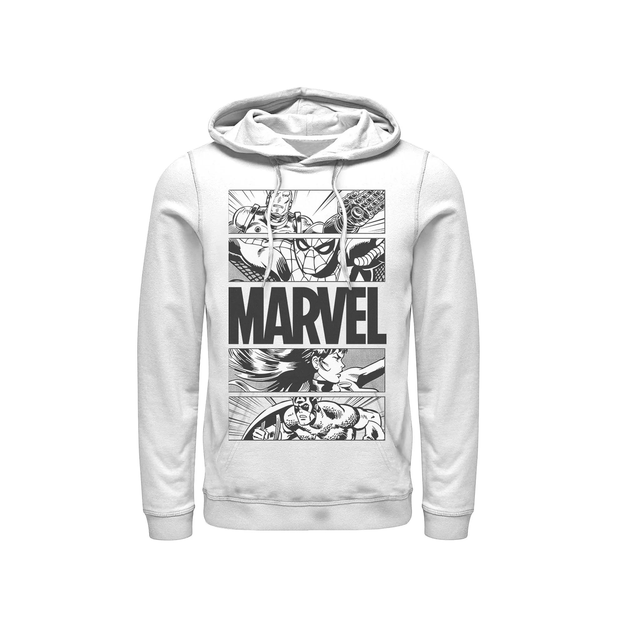 Men's Marvel Avengers Retro Action Panel Fill Hoodie, Size: Large, White Product Image