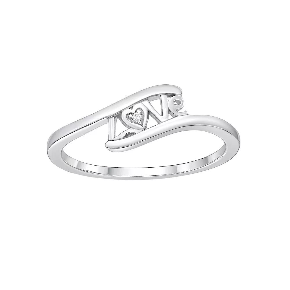 Gemminded Sterling Silver Diamond Accent "Love" Ring, Women's, Size: 5 Product Image