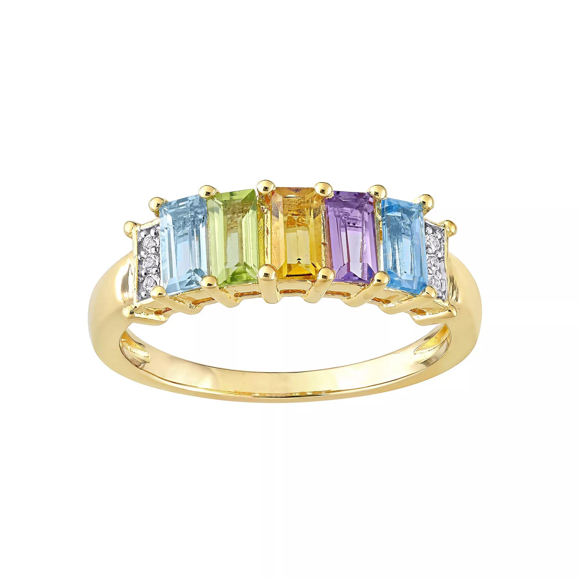 Stella Grace 18k Gold Over Silver Multi-Gemstone 5-Stone Ring, Women's,  Product Image