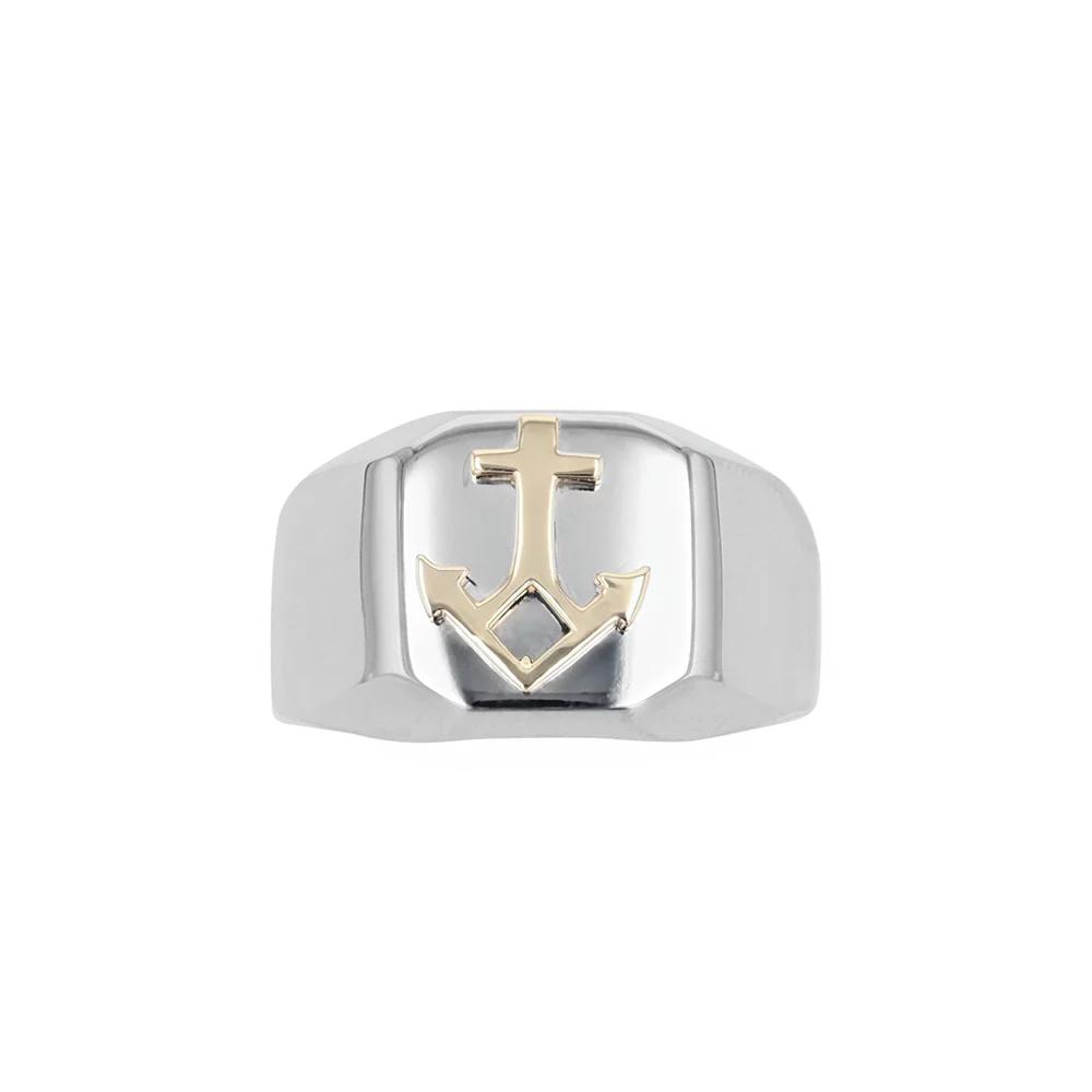Kristen Kesho 14k Gold Anchor on Stainless Steel Ring, Mens Product Image