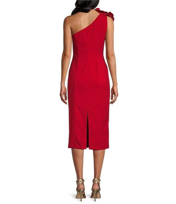 Marina Sleeveless One Shoulder Floral Detail Midi Dress Product Image