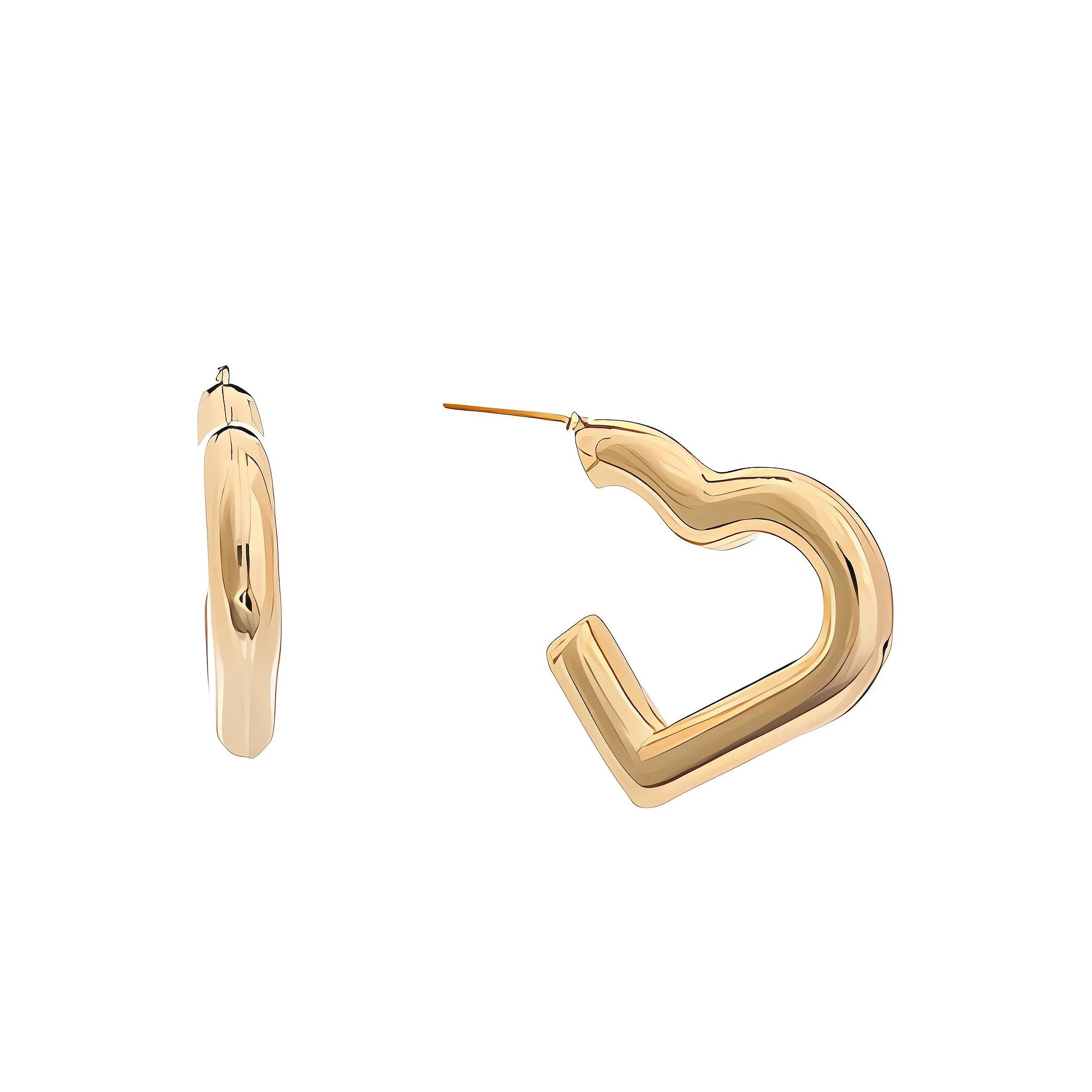 Juvell 18k Gold Plated Heart Hoop Earrings, Women's, Gold Tone Product Image