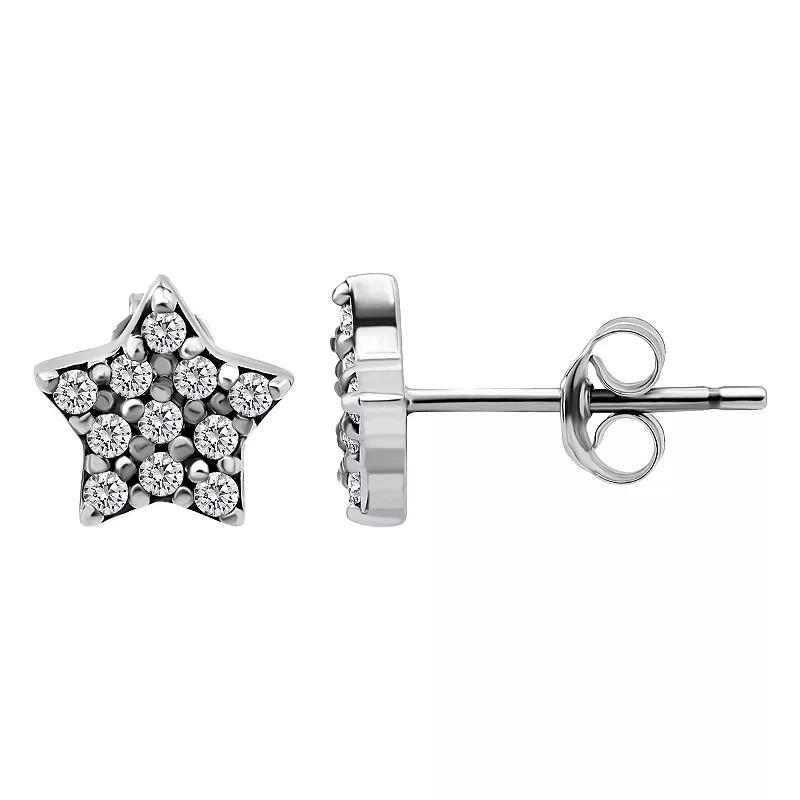 Aleure Precioso Sterling Silver Pave Cubic Zirconia Star Stud Earrings, Women's Product Image