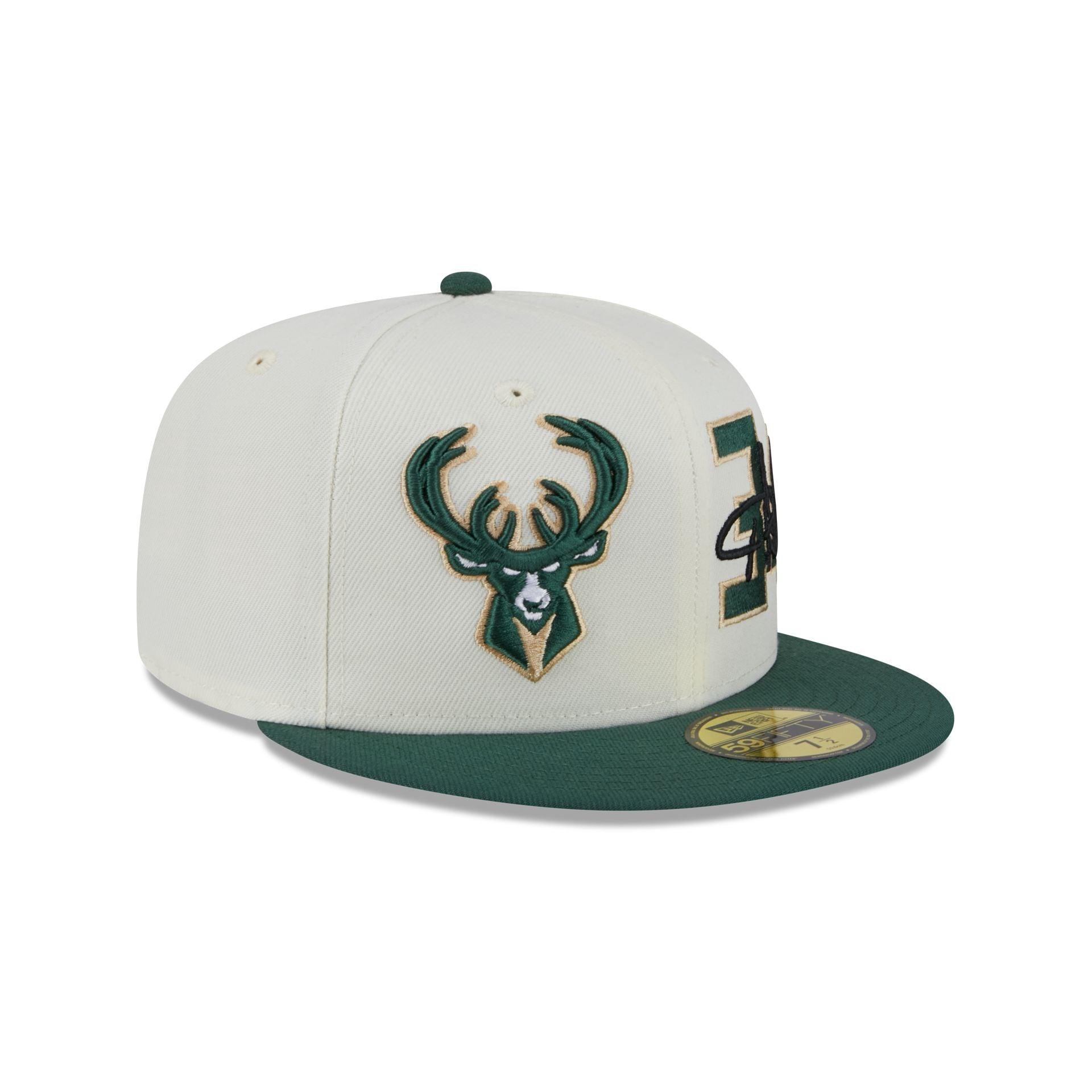Milwaukee Bucks Giannis Antetokounmpo Chrome White 59FIFTY Fitted Hat Male Product Image