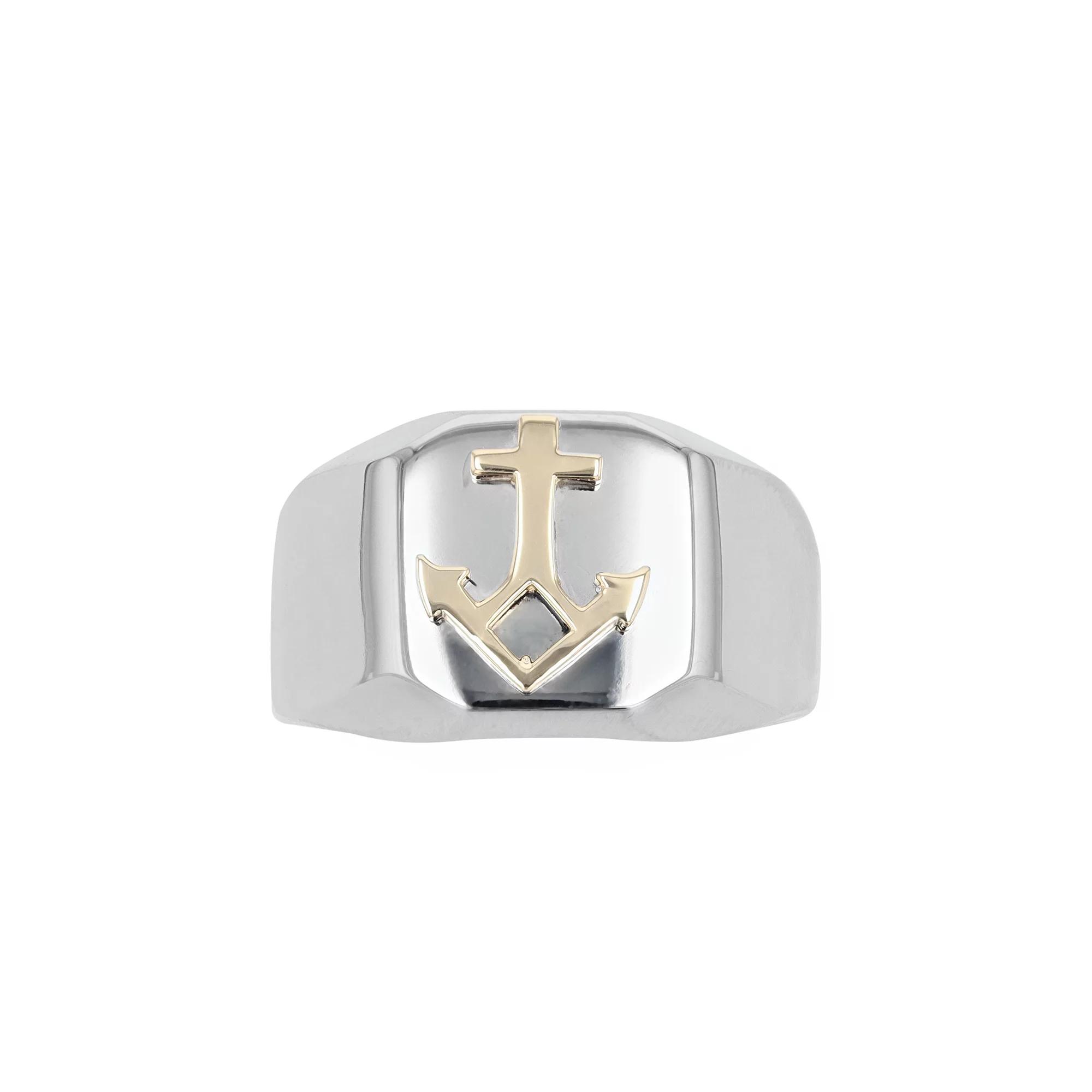 Kristen Kesho 14k Gold Anchor on Stainless Steel Ring, Mens Product Image