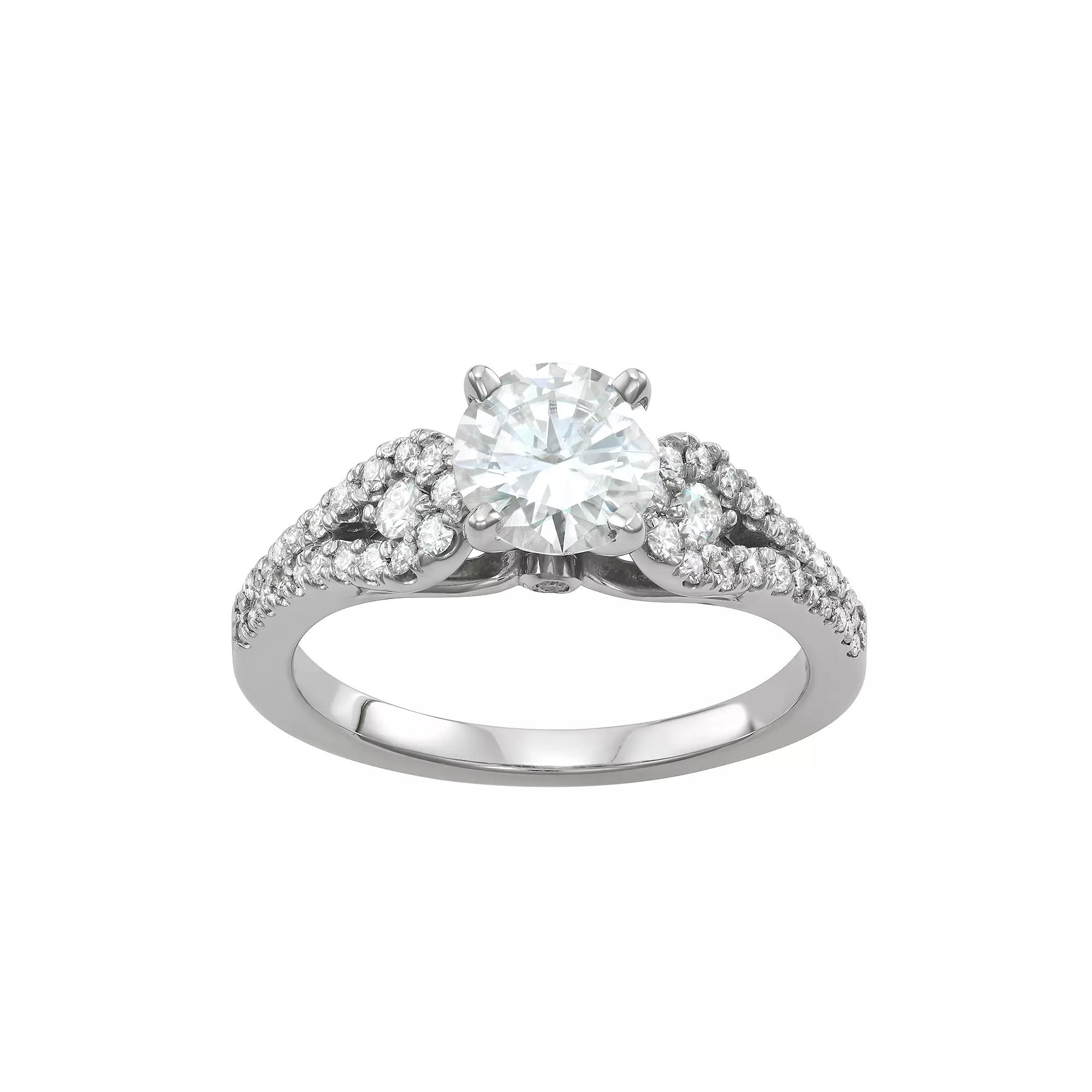 Charles & Colvard 14k White Gold 2 1/10 Carat T.W. Lab-Created Moissanite Engagement Ring, Women's, Size: 5, 14k Whgold Product Image