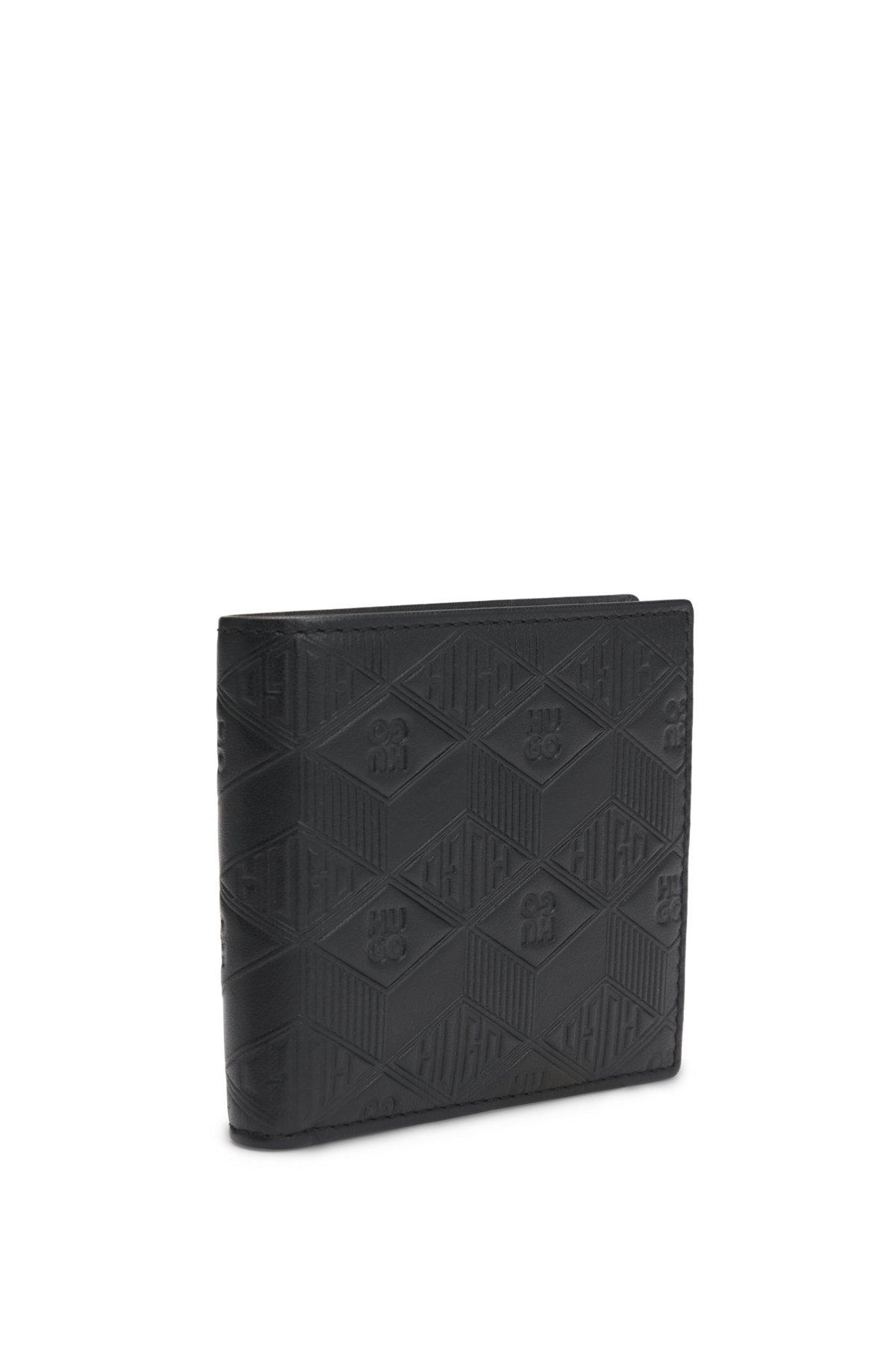 Leather folding wallet with geometric logos Product Image