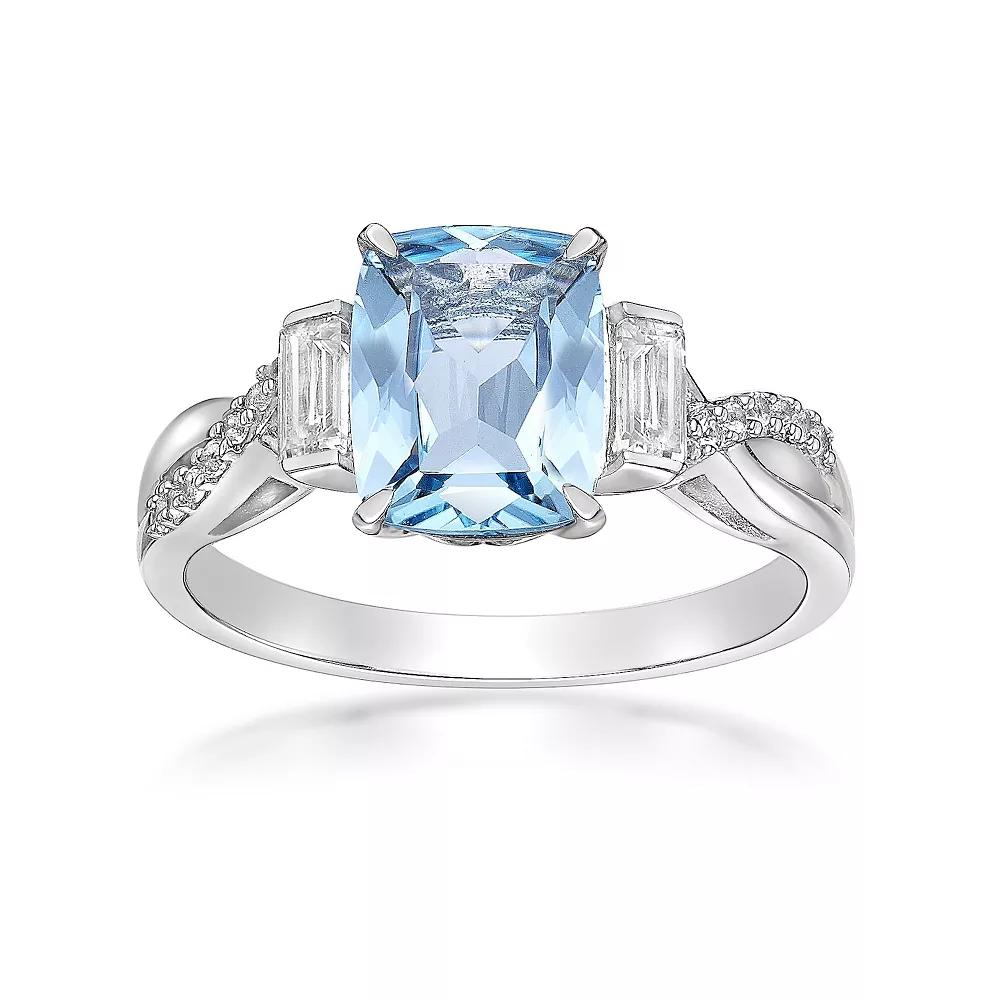 Gemminded Sterling Silver Blue Topaz & White Topaz Ring, Women's,  Product Image