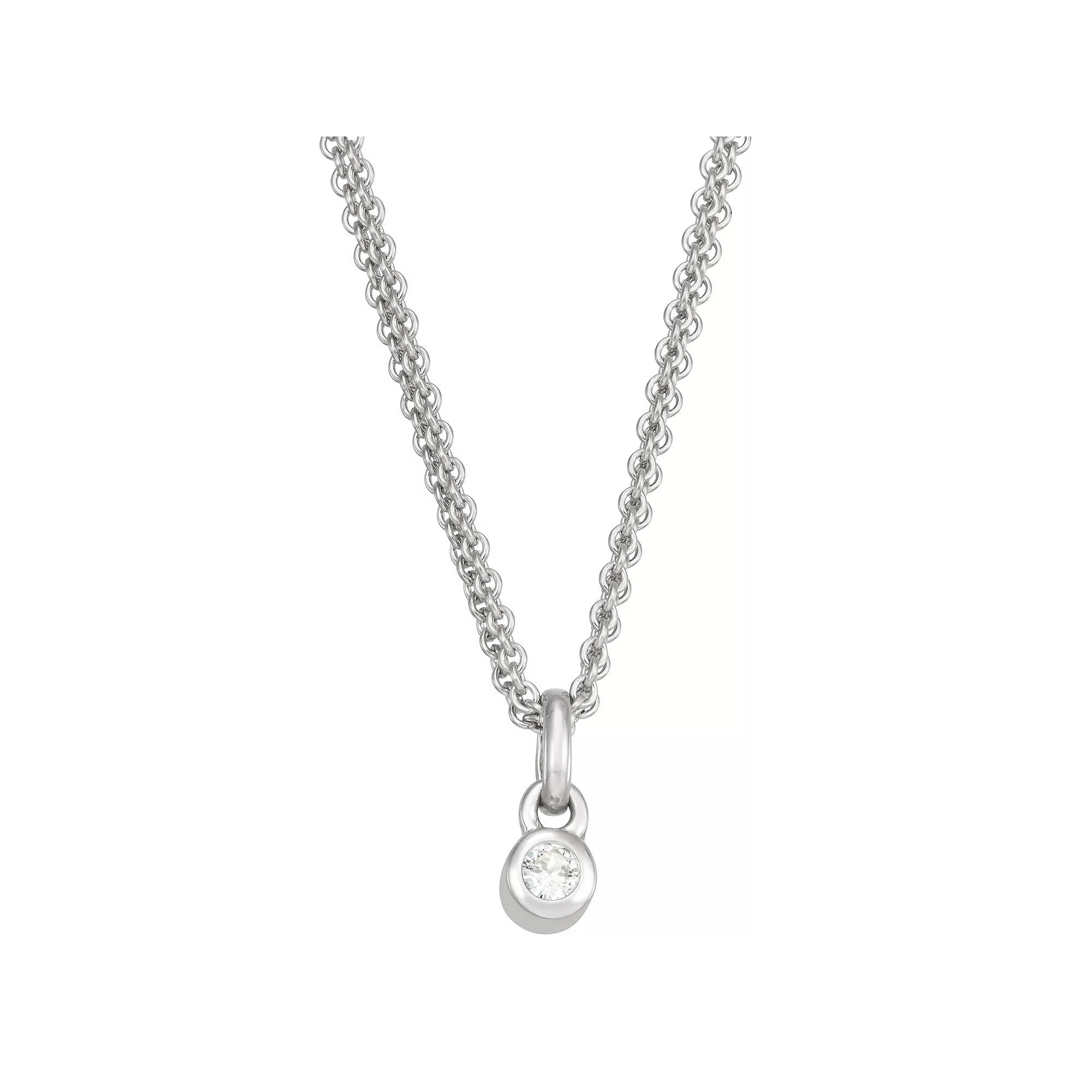 Sterling Silver White Sapphire Charm Necklace, Women's, Size: 18", Silver Tone Product Image