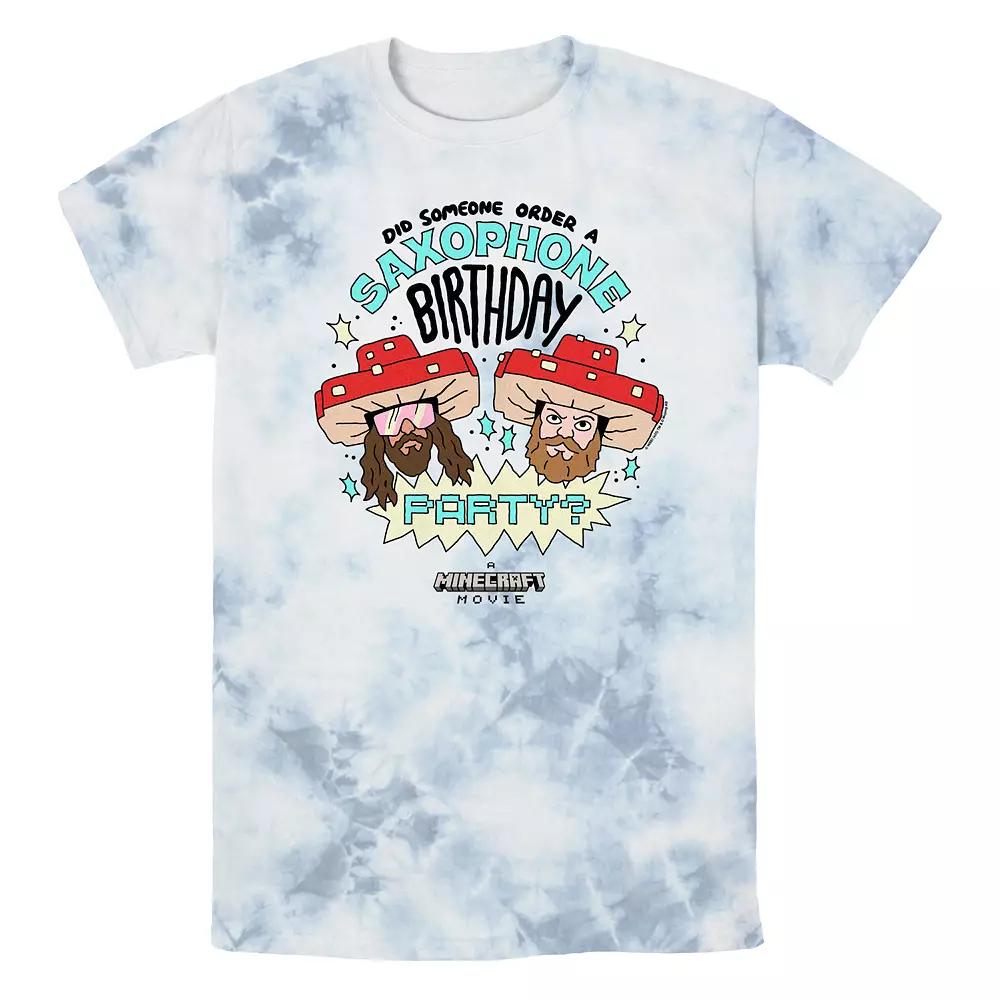 Men's Minecraft Saxophone Birthday Party Bombard Wash Graphic Tee, Size: XL, White Blue Product Image