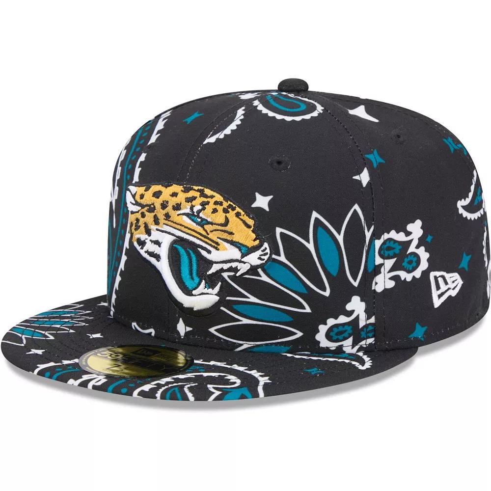 Men's New Era Black Jacksonville Jaguars Paisley 59FIFTY Fitted Hat, Size: 7 1/4 Product Image