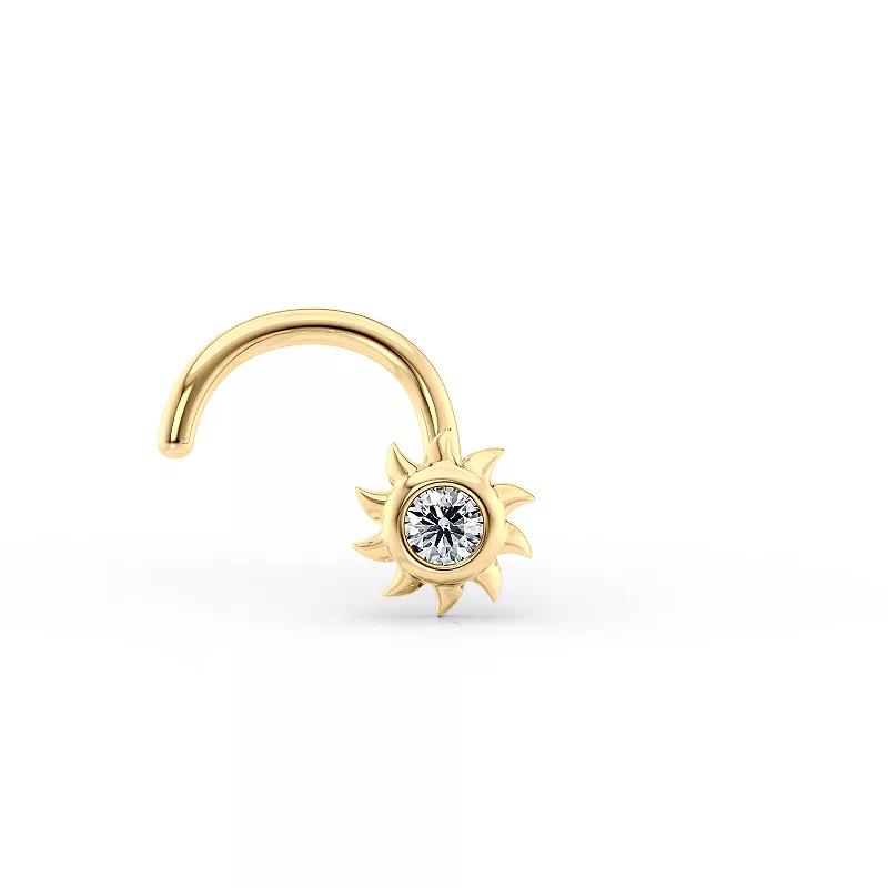 Lila Moon 14k Gold Blue Crystal Curved Nose Stud, Women's Product Image