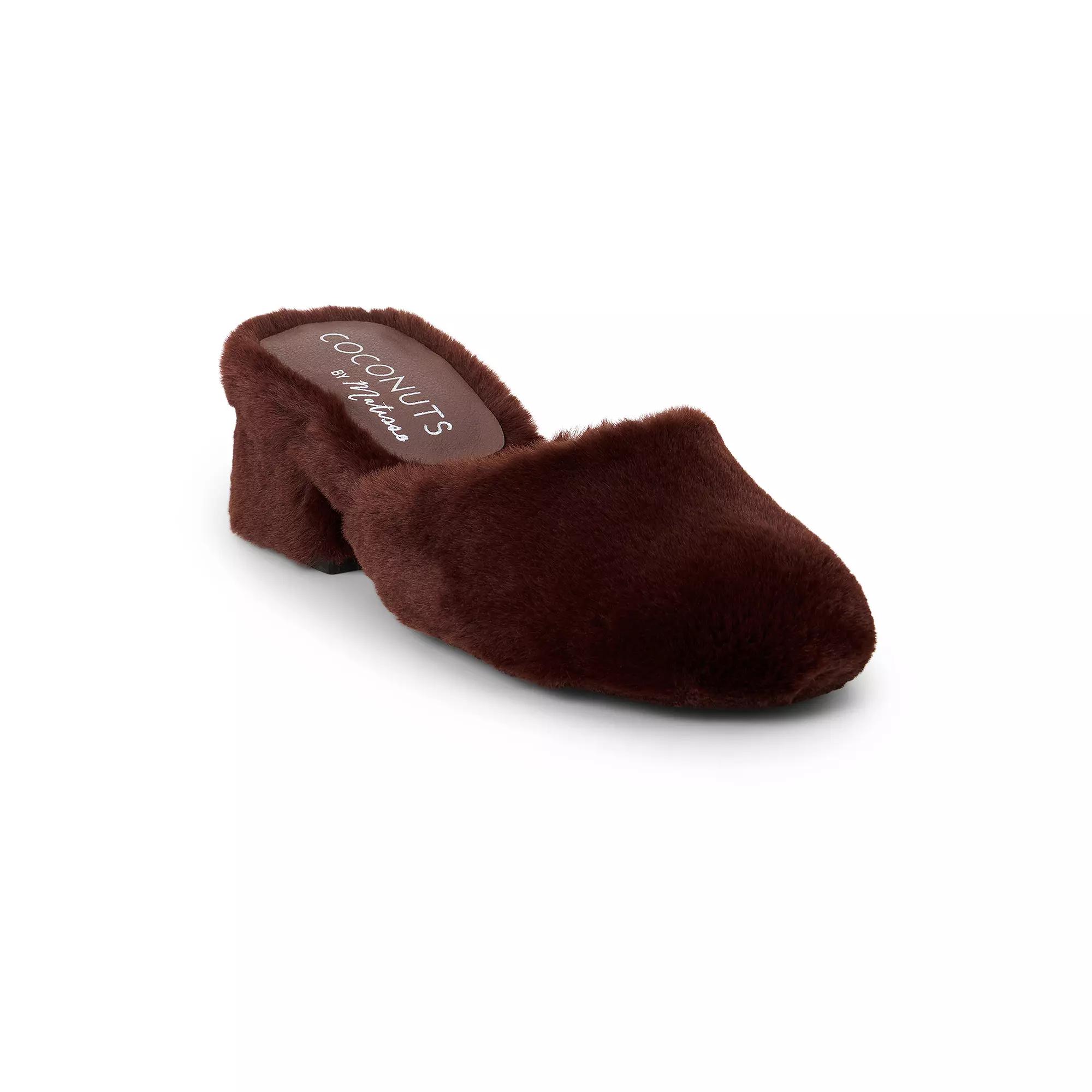Coconuts Womens Teddy Faux Fur Mule Pump Product Image