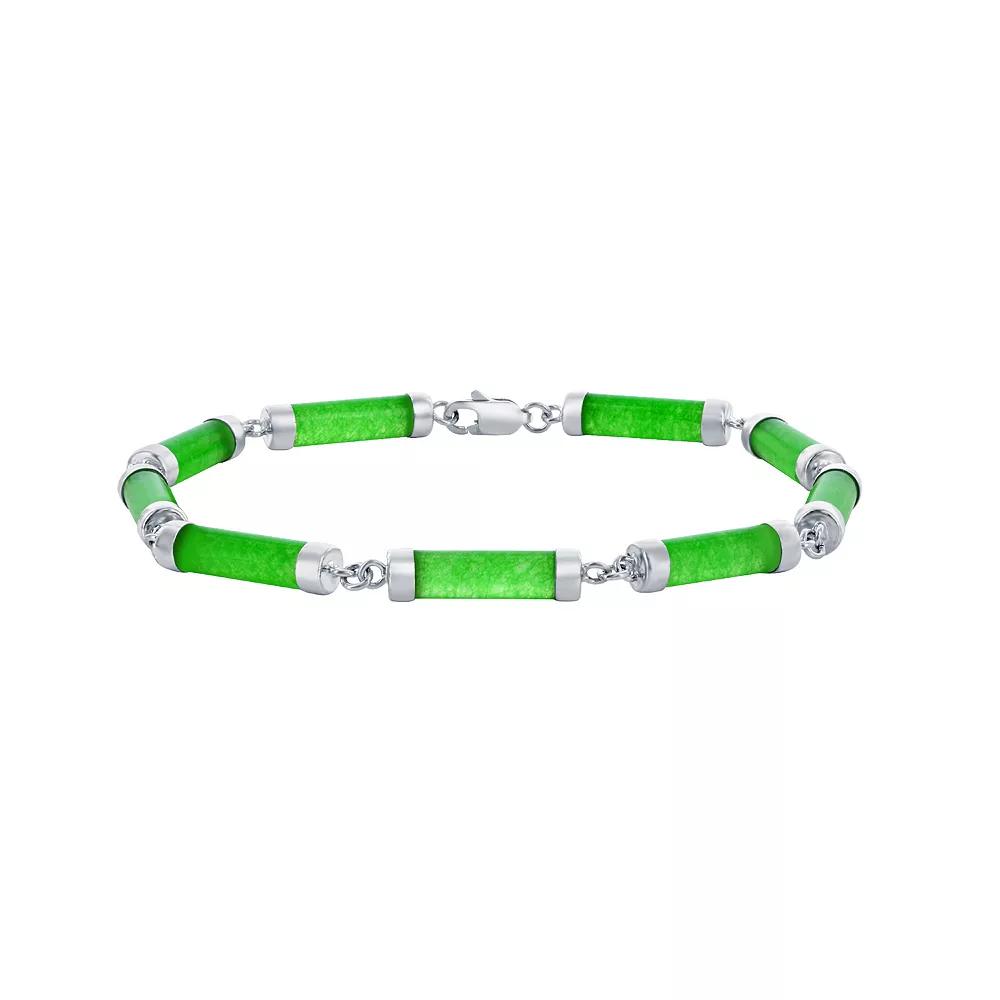 Argento Bella Sterling Silver Green Quartz Cylinder Link Bracelet, Women's, Size: 7.5" Product Image