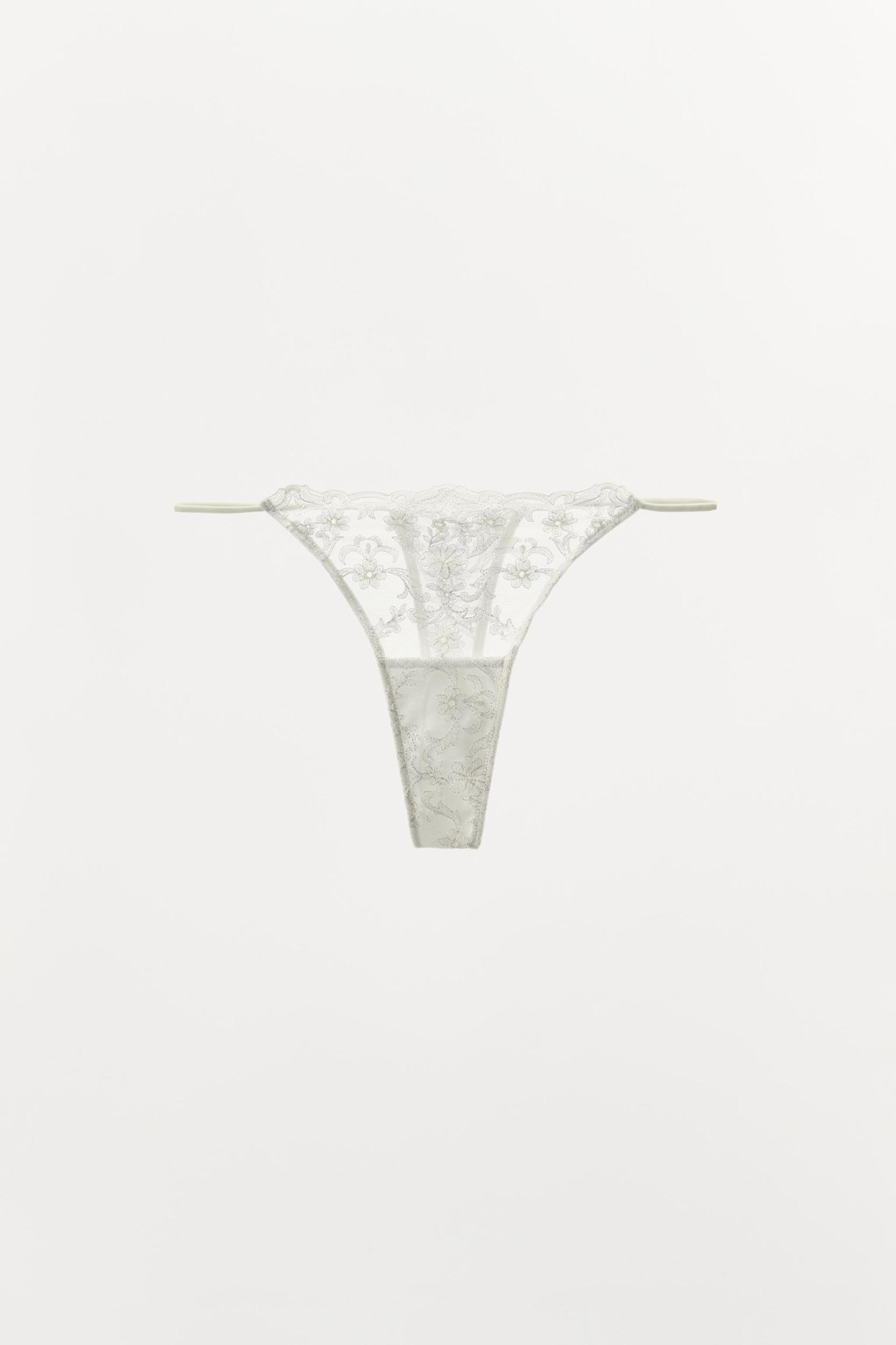 EMBROIDERED LACE THONG Product Image