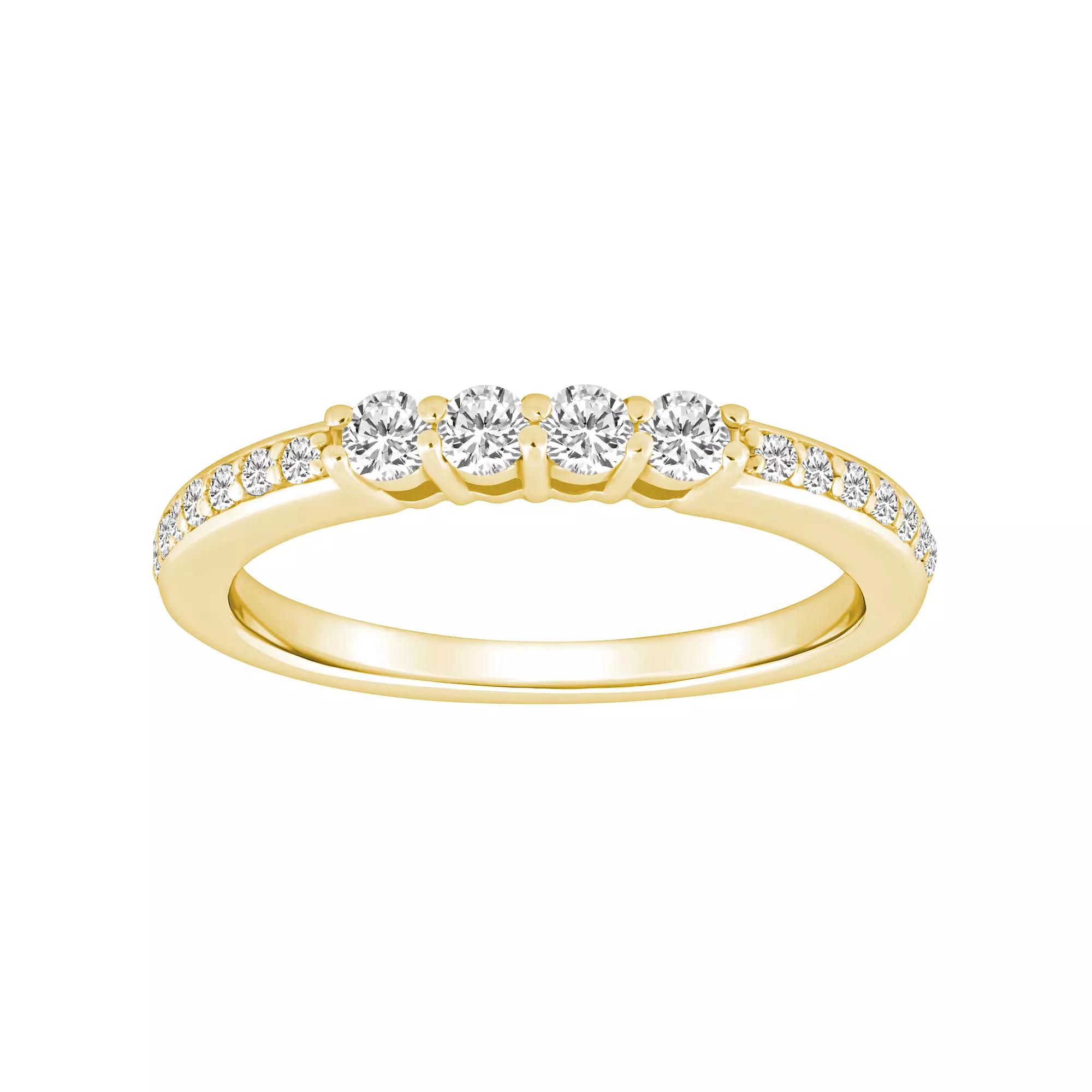 Alyson Layne 14k Gold 3/8 Carat T.W. Diamond 4-Stone & Pave Band Wedding Ring, Womens 14k White Gold Product Image