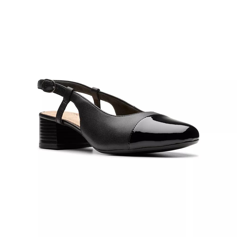 Clarks® Marilyn Rose Leather Block Heel Women's Dress Shoes, Size: 9.5, Black Leather Product Image