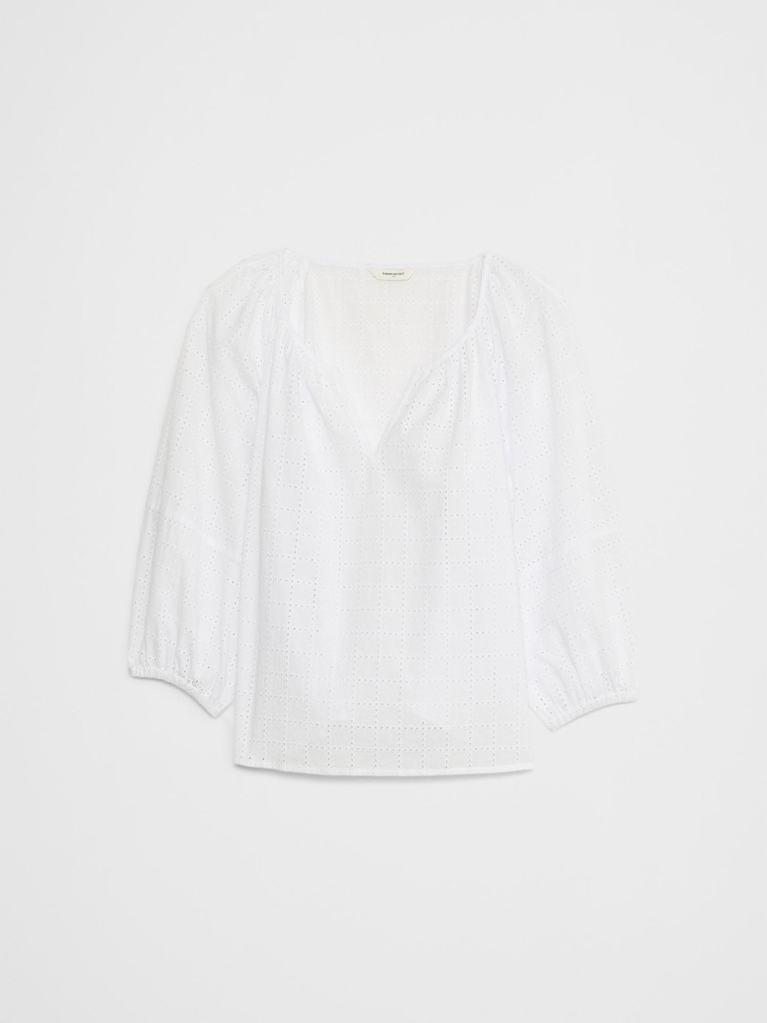 Lantern Sleeve Eyelet Top Product Image