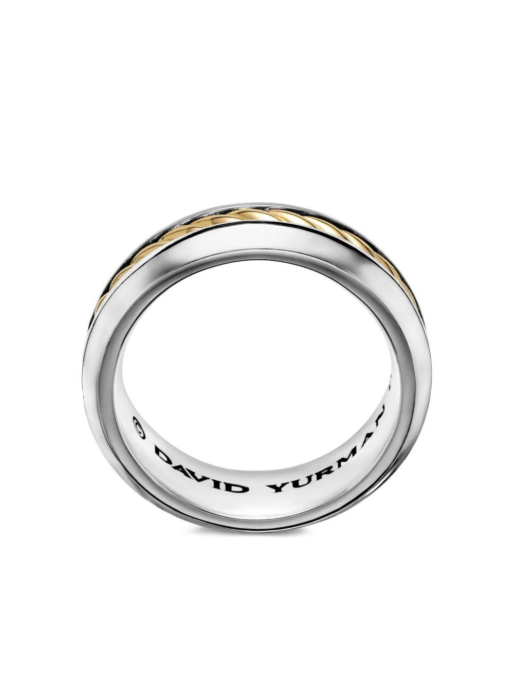 18kt yellow gold and sterling silver Cable Inset band ring (8mm) Product Image