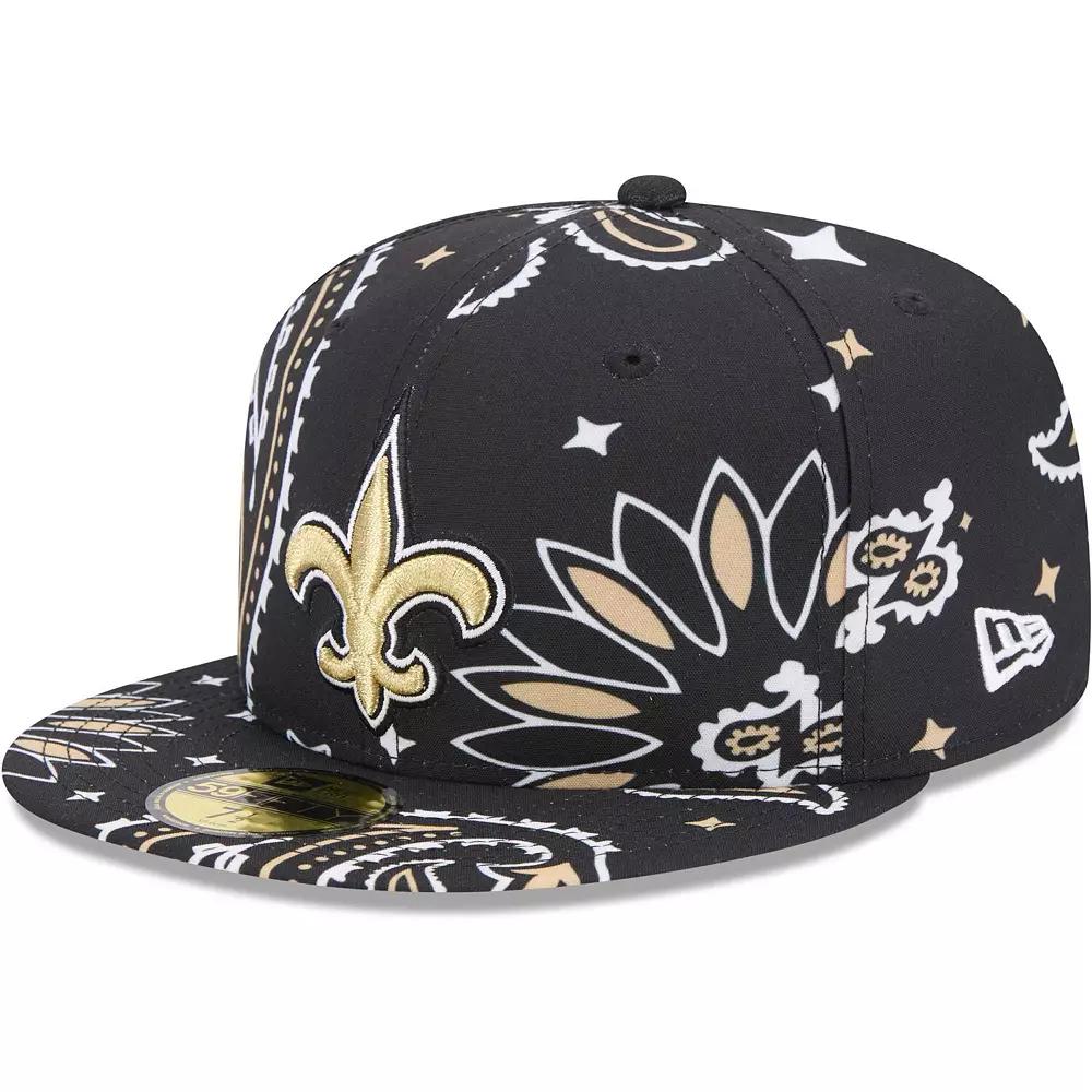 Men's New Era Black New Orleans Saints Paisley 59FIFTY Fitted Hat, Size: 7 7/8 Product Image
