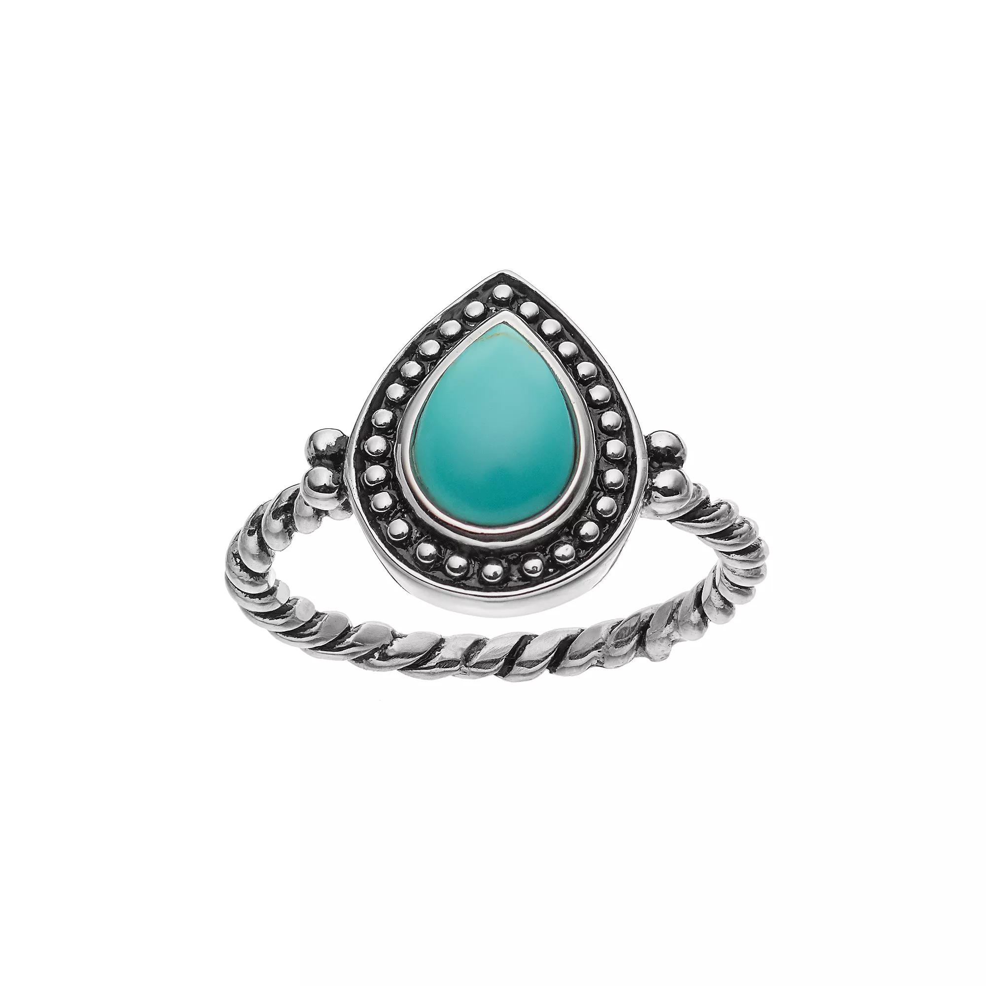 Sterling Silver Simulated Turquoise Cabochon Ring, Women's, Size: 9, Blue Product Image
