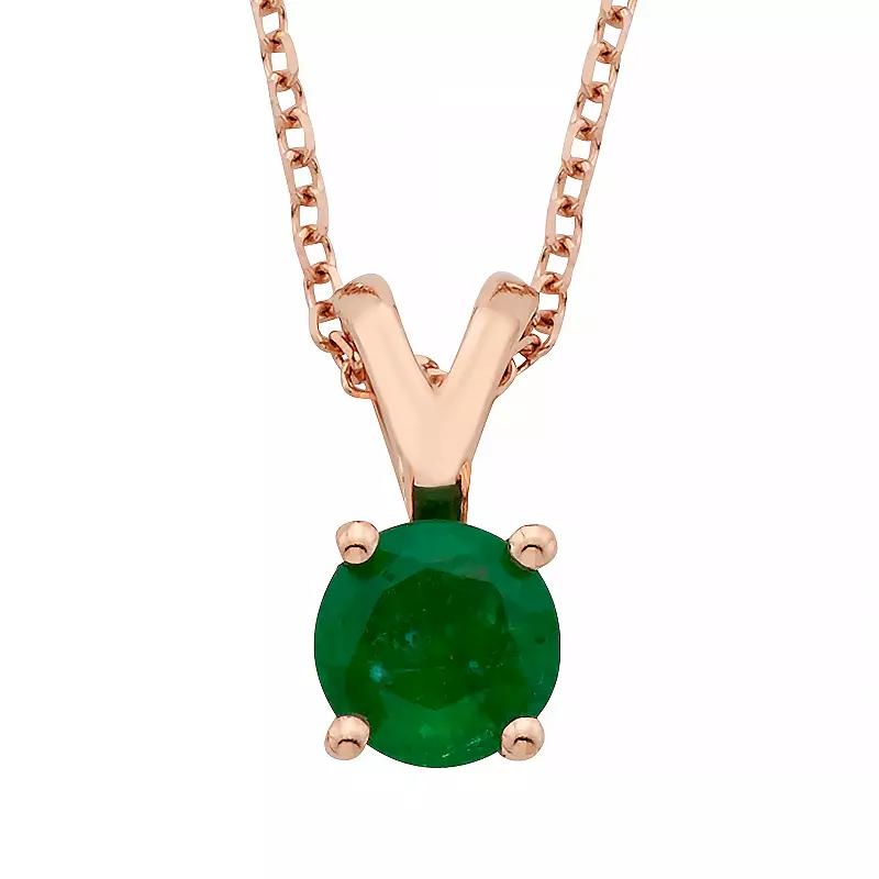 The Regal Collection 14k Rose Gold Emerald Pendant Necklace, Women's,  Product Image