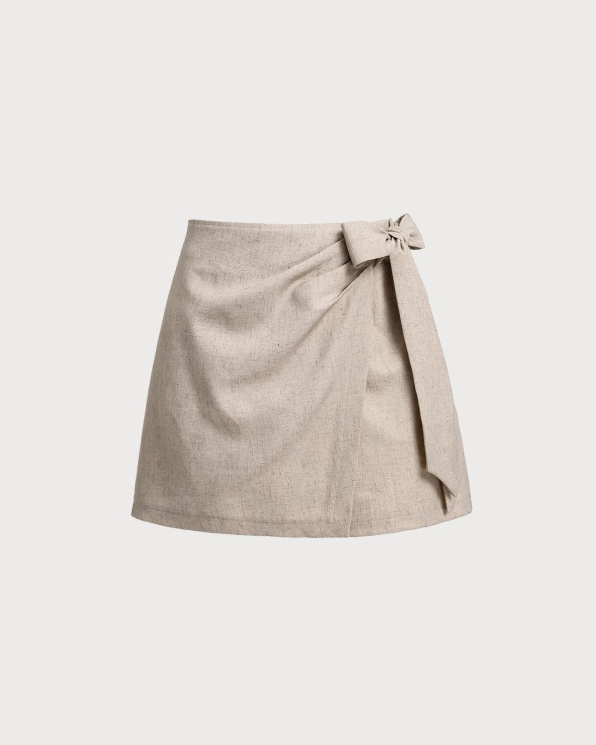 Khaki Ruched A-Line Skort Product Image