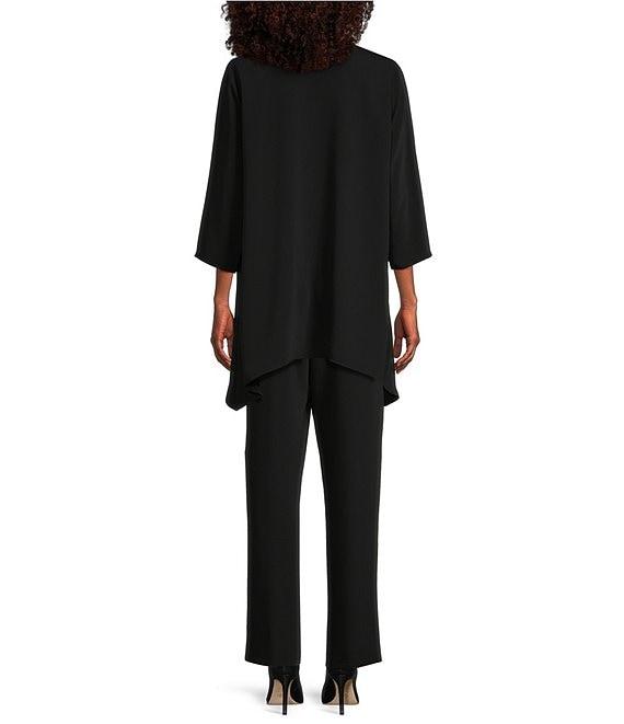 Caroline Rose Matte Crepe Open Front Side Drape 3/4 Sleeve Jacket Product Image
