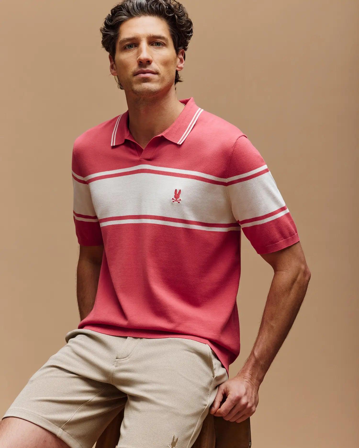 MENS ZAVIAN STRIPE KNIT POLO - MT0400055 Male Product Image