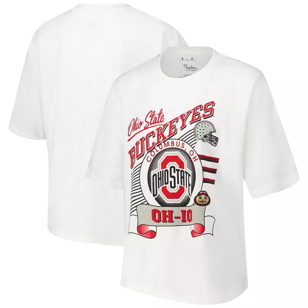 Women's Pressbox White Ohio State Buckeyes Rock & Roll Slub��T-Shirt, Size: Small Product Image