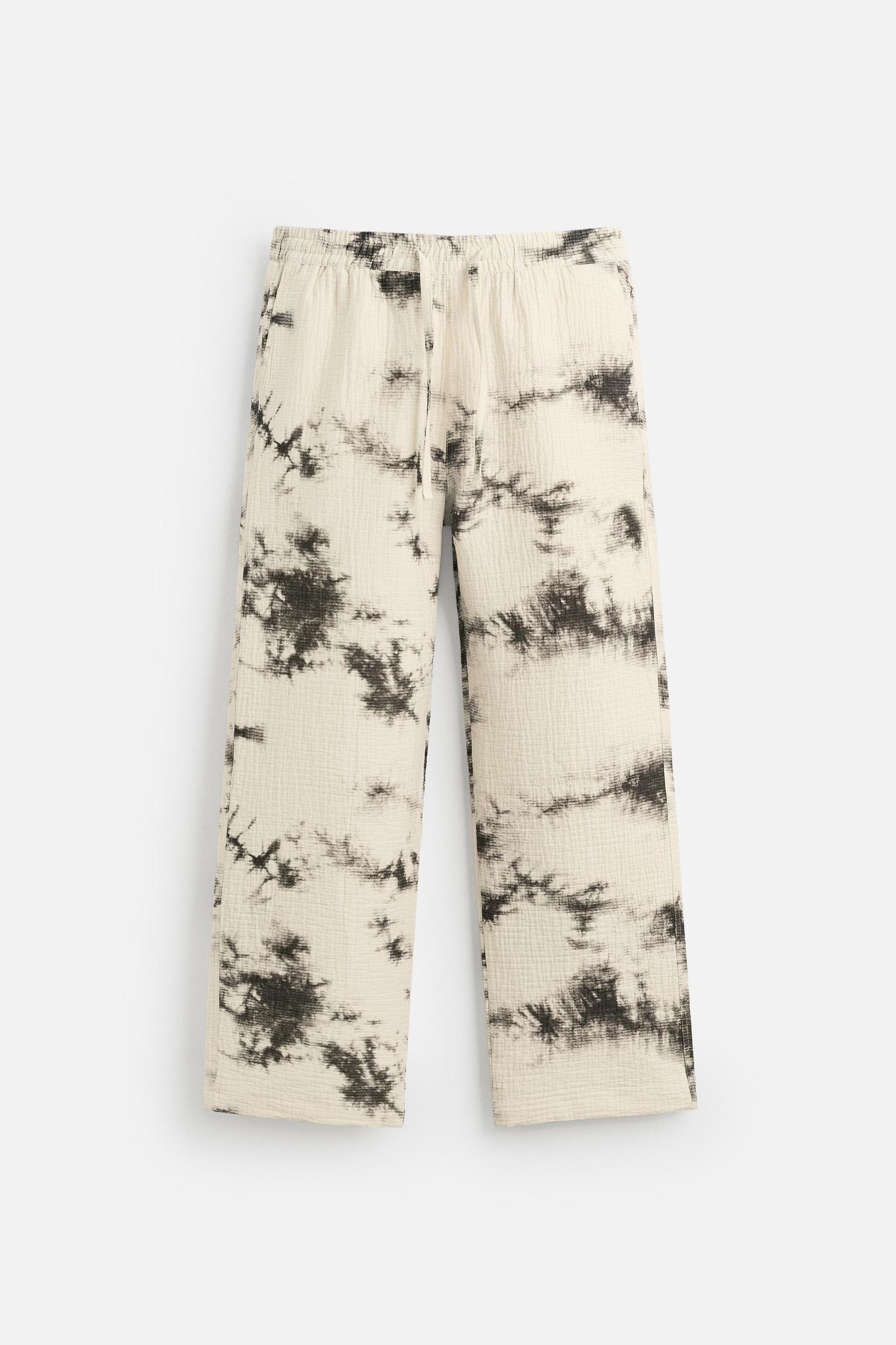 TEXTURED TIE-DYE PRINT PANTS Product Image