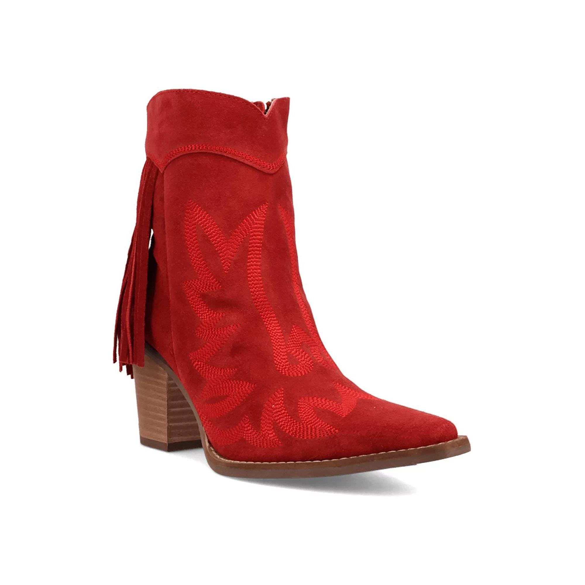 Dingo Wild Sage Women's Suede Ankle Boots, Size: 7, Red Product Image
